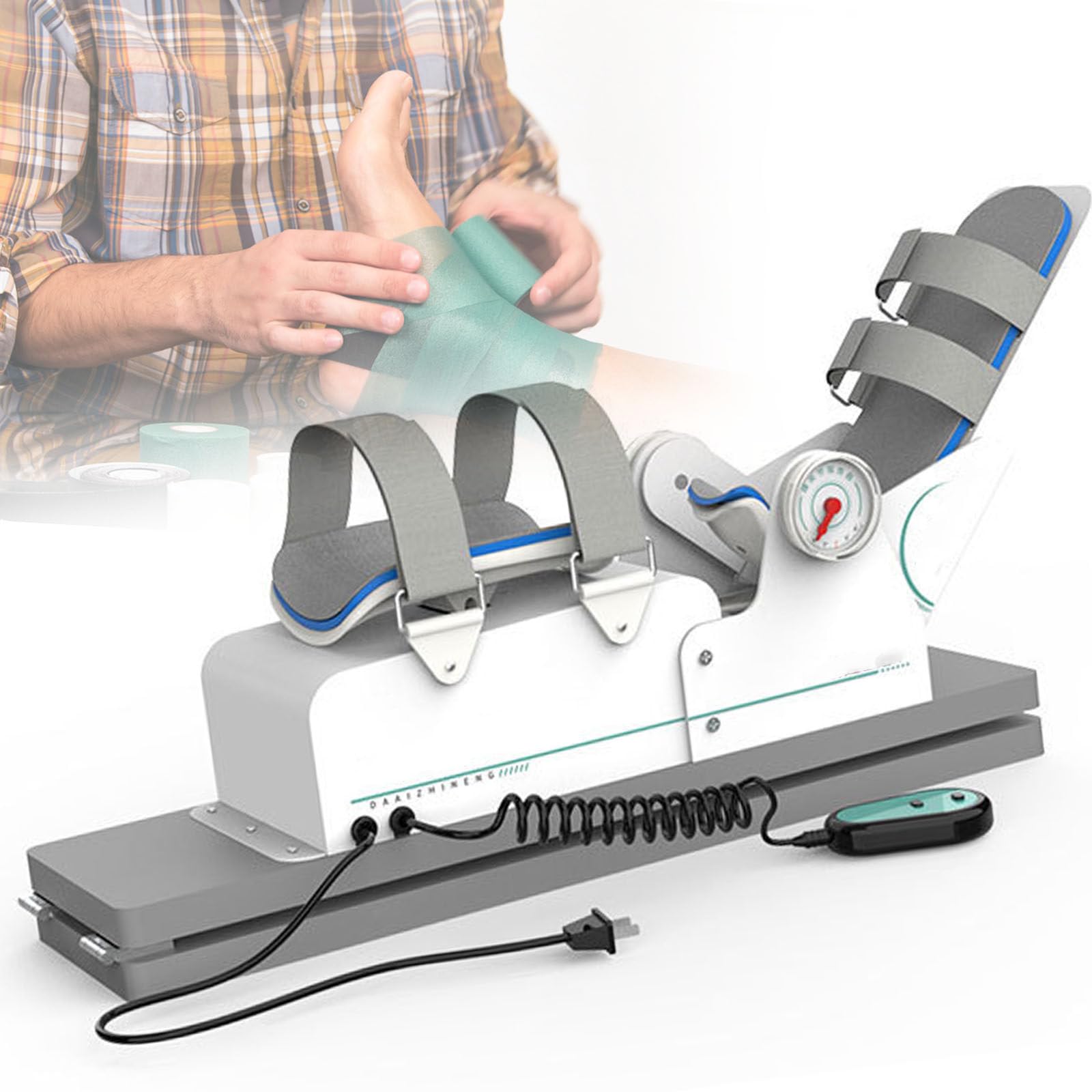 Oiyeknrd Electric Ankle Rehabilitation Trainer, Plantar Flexion & Dorsiflexion Trainer with Angle Scale, Adjustable Full Angle Training 80°, with Remote Control, for Disabled, Stroke