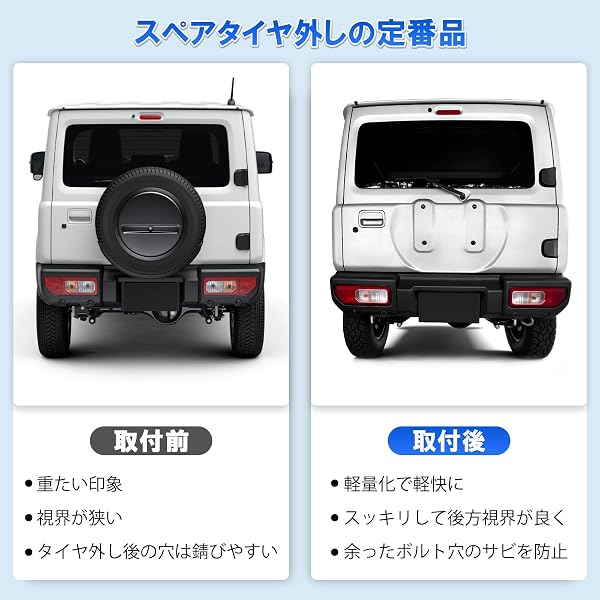 ジムニー専用 スペアタイヤレス 穴埋め 化粧ボルト ジムニー JB64 JB74 JB23 ジムニーシエラ カスタムパーツ バックドアボルト アルミ製 錆防止 ワッシャー付き M10 P1.25 ボルト 飾り 取付簡単 5本セット ブラックボルト - 2