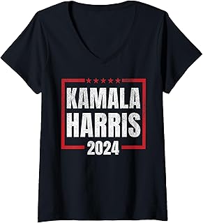 Womens Kamala Harris 2024 Election Democratic President DNC Vote US V-Neck T-Shirt