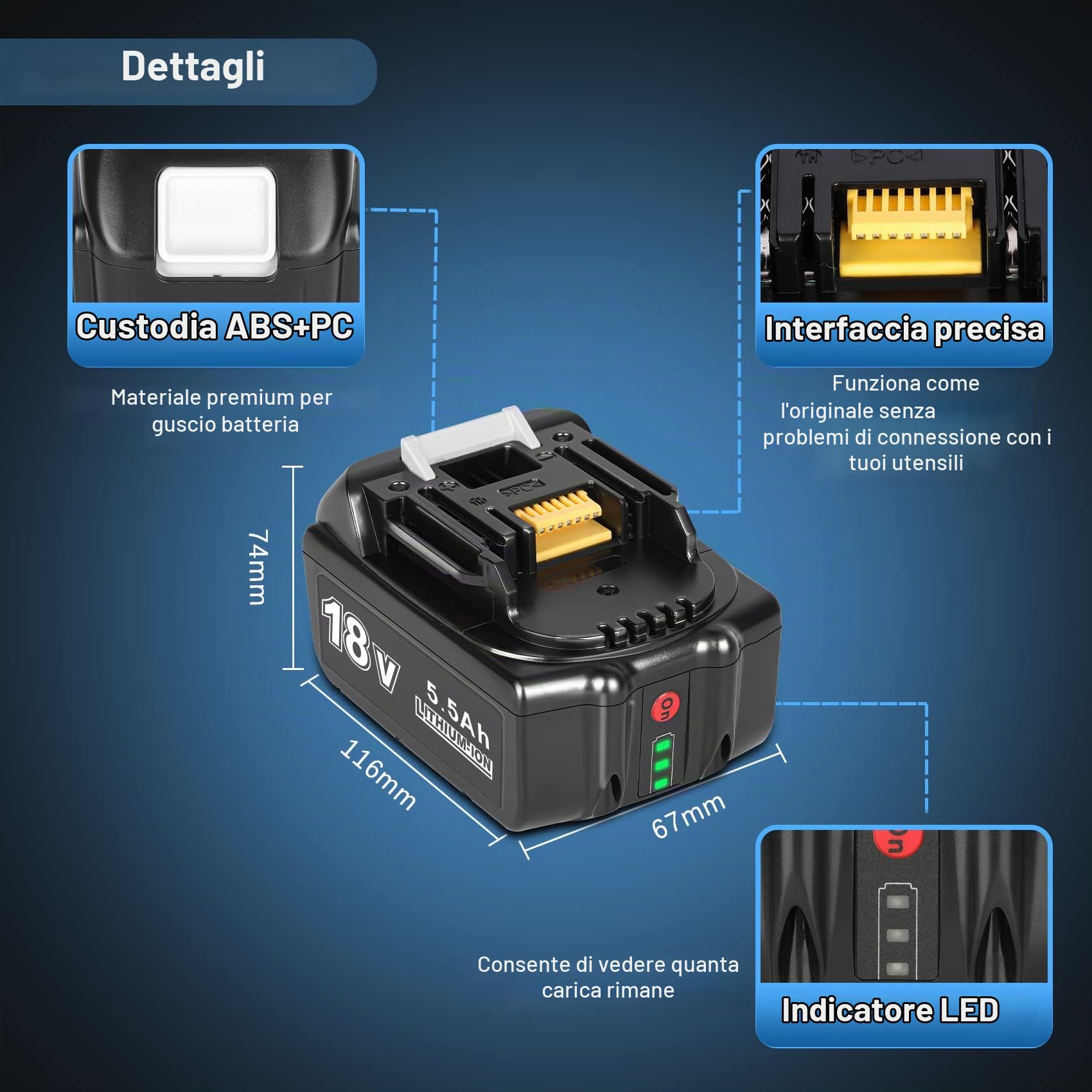 JYJZPB 2X 18V 5,5Ah Batterie di Ricambio + Doppio Caricabatterie DC18RD per Makita 18Volt Batterie BL1830 BL1850B BL1840 BL1850 BL1845 BL1860 BL1815 BL1820