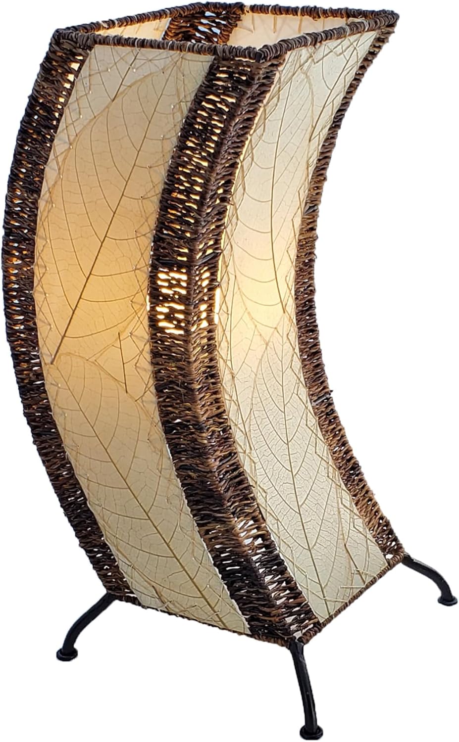 Eangee Home Design C Shape Table Lamp Sea Blue Shade Made of Real Cocoa Leaves 8 Inches Length x 8 Inches Width x 20 Inches Height (566 sb)