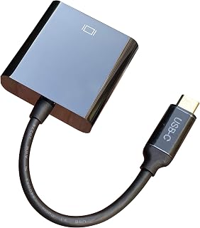 USB-C to VGA Adapter Thunderbolt 3 with Gold-Plated Connector USB3.1 Type C to VGA Adapter for VGA Compatible for MacBook Pro/Dell XPS 13/Chromebook Pixel/Yoga 910/Miix 510/surface go(Black)