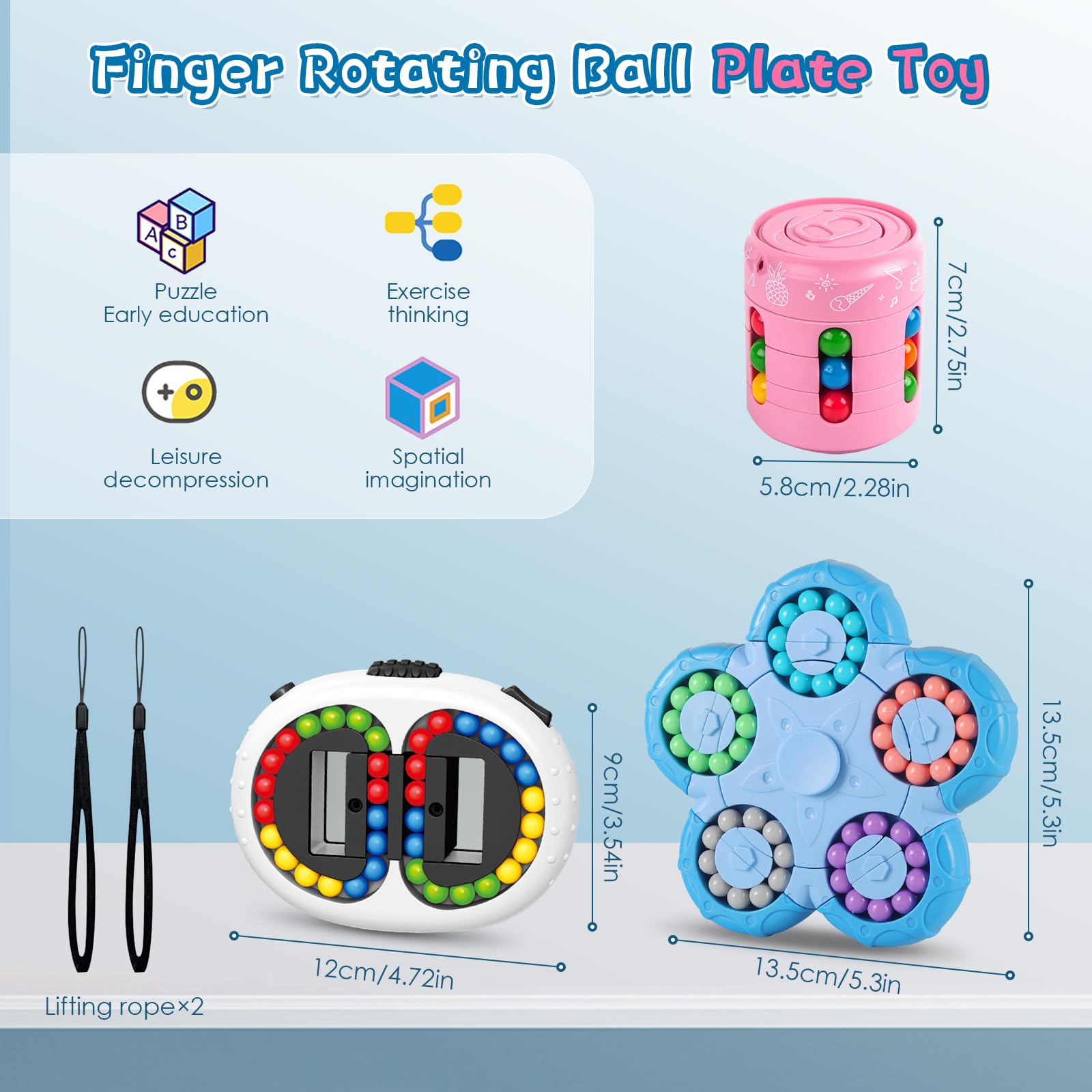 3 unidades Magic Beans, Rotating Fingerwürfel Puzzle Juguetes, IQ Cube Toy Stress Relieve Toys para niños, adolescentes y adultos