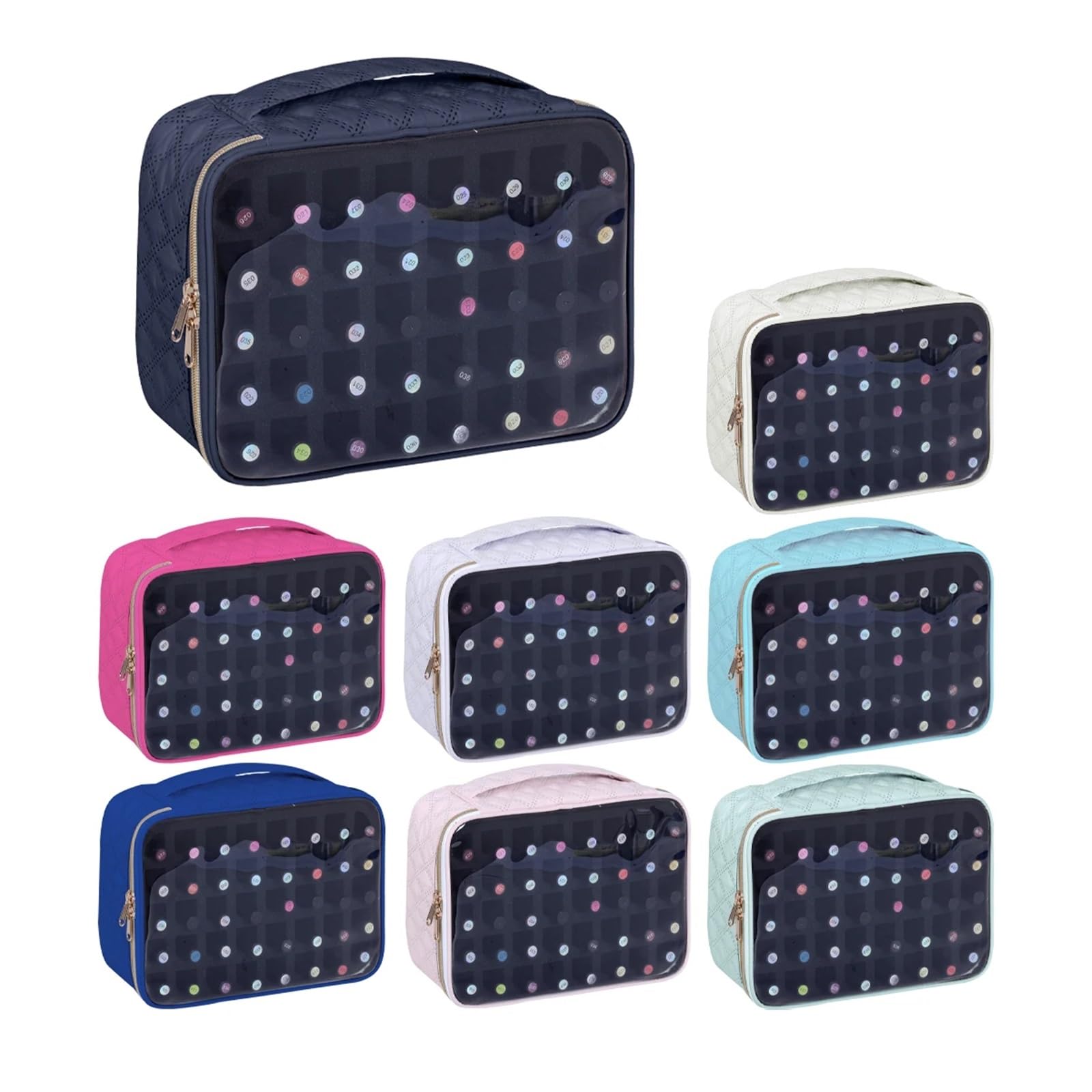 Rangement Onglerie,Rangement Vernis A Ongle 1 boîte de rangement transparente for vernis à ongles - Coffret voyage 40 flacons, en polyester et coton résistant, idéale les amateurs d'ongles(Pink)
