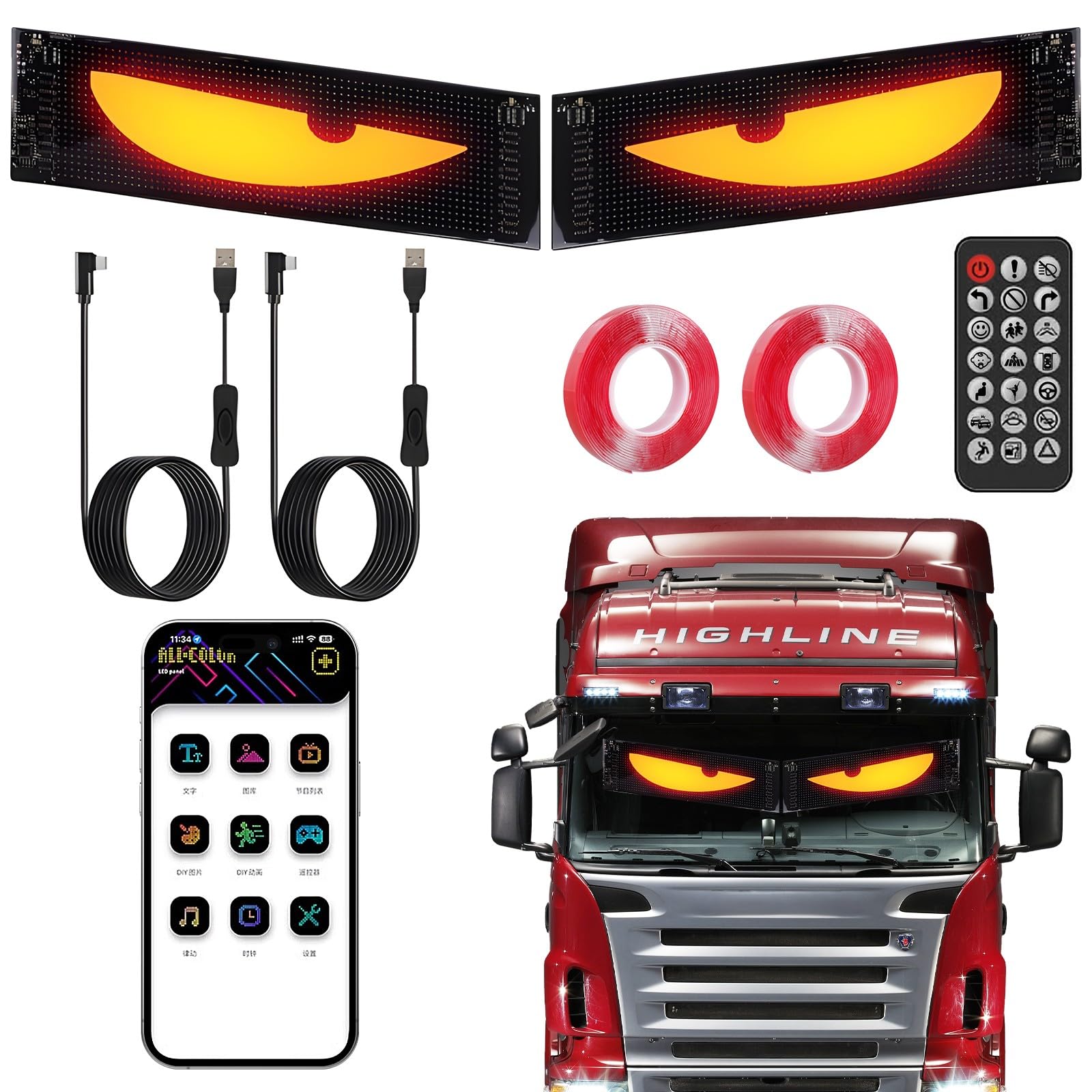 Produktbild von Frstem 2er LED Augen Für Auto 17.3 * 7cm,Devil Eyes Light For Cars