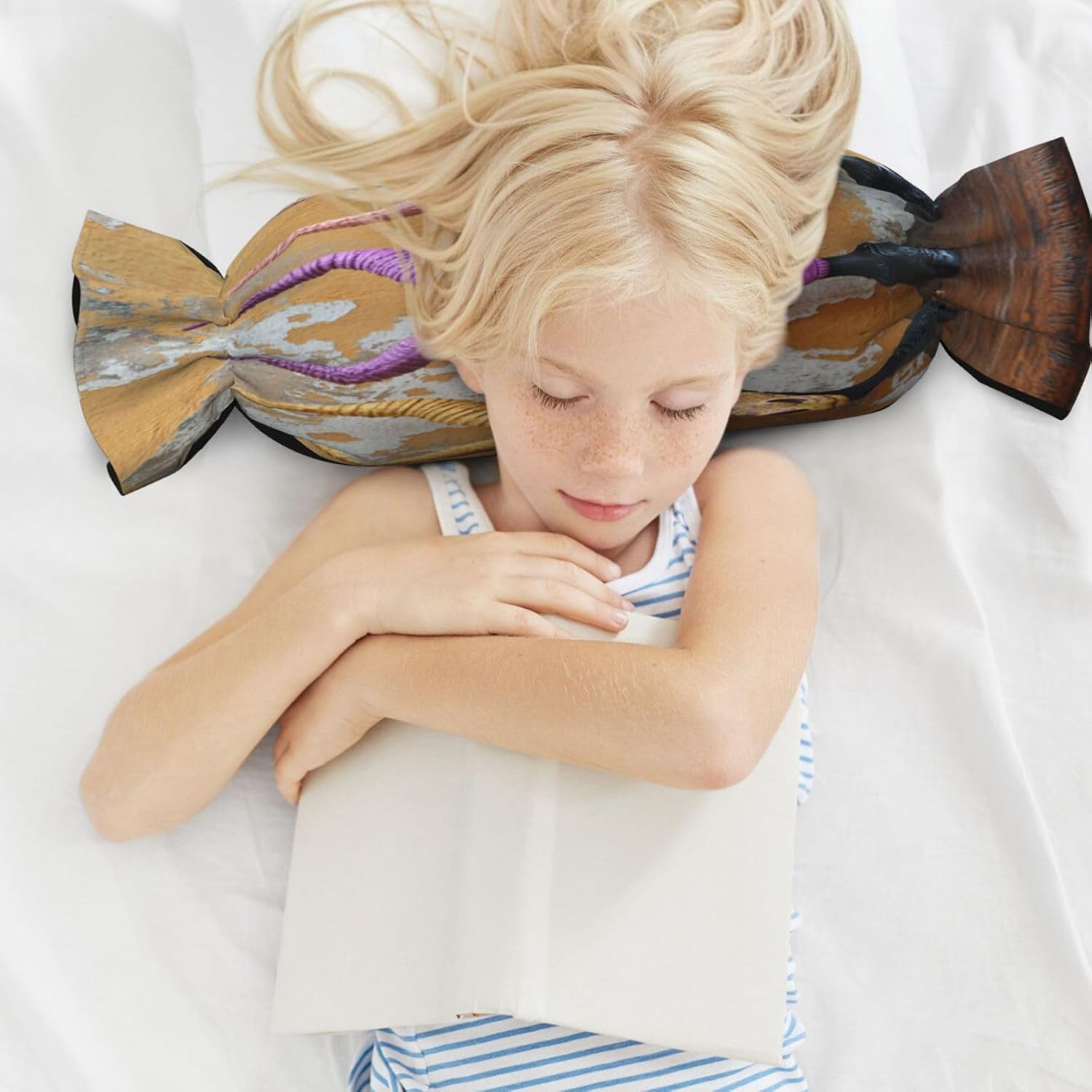 Colorful Antelope Head Cylindrical Pillow-Premium Bed Pillows, Side Sleeper Neck Support, Decorative Candy Design, Soft and Durable