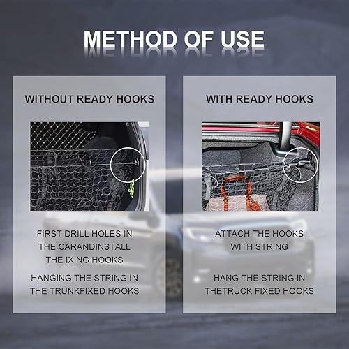 Miniatura 4 de Organizador de cama de maletero de red de carga de 3 bolsillos, organizador de cama de maletero compatible con Ford, Dodge, GMC, Chevy Silverado,