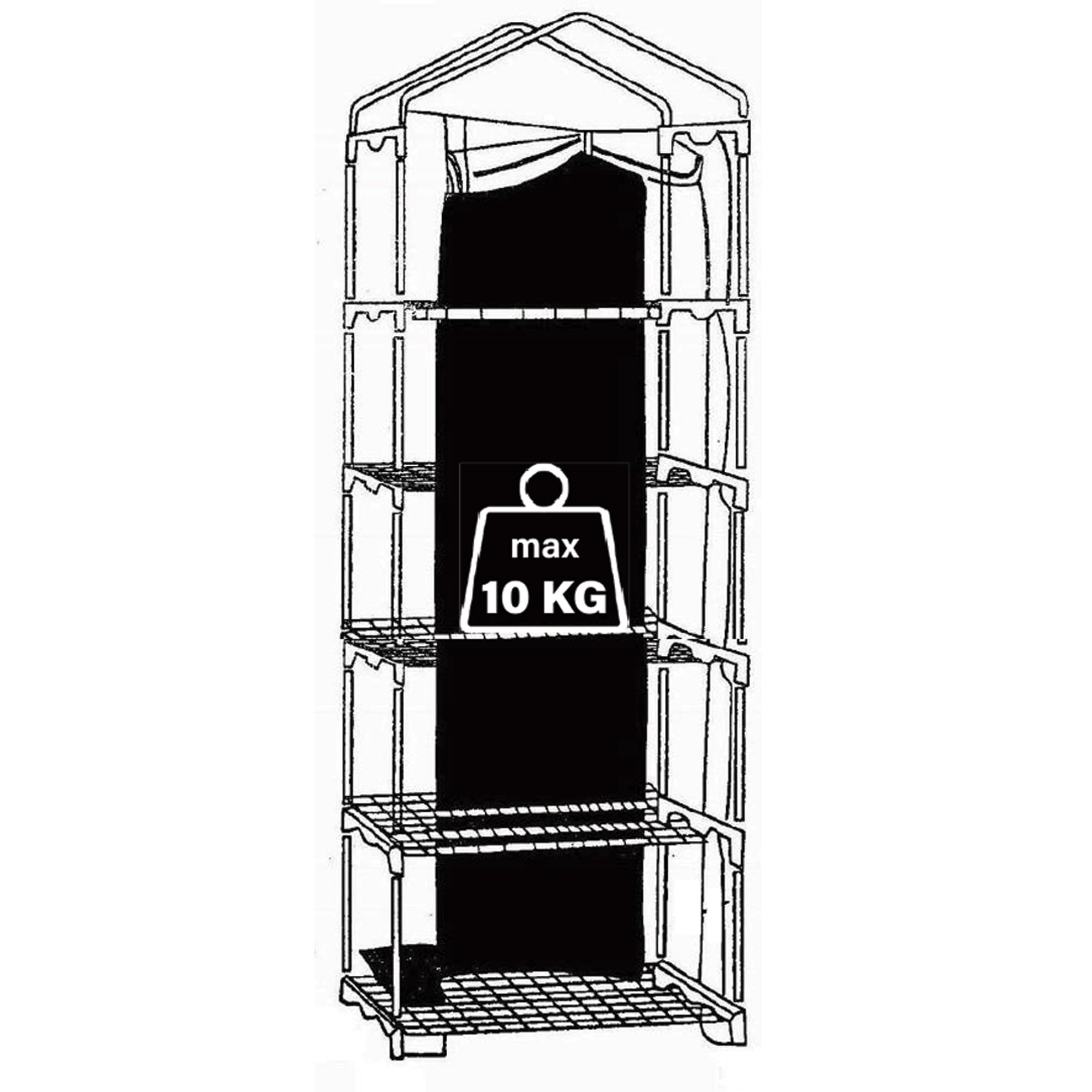 Springos Mini Serra Balcone 5 Ripiani 70x50x190cm Verticale Copertura Pellicola Verde Struttura Metallo 130g/m² Chiusura Lampo Struttura Resistente Protezione Piante