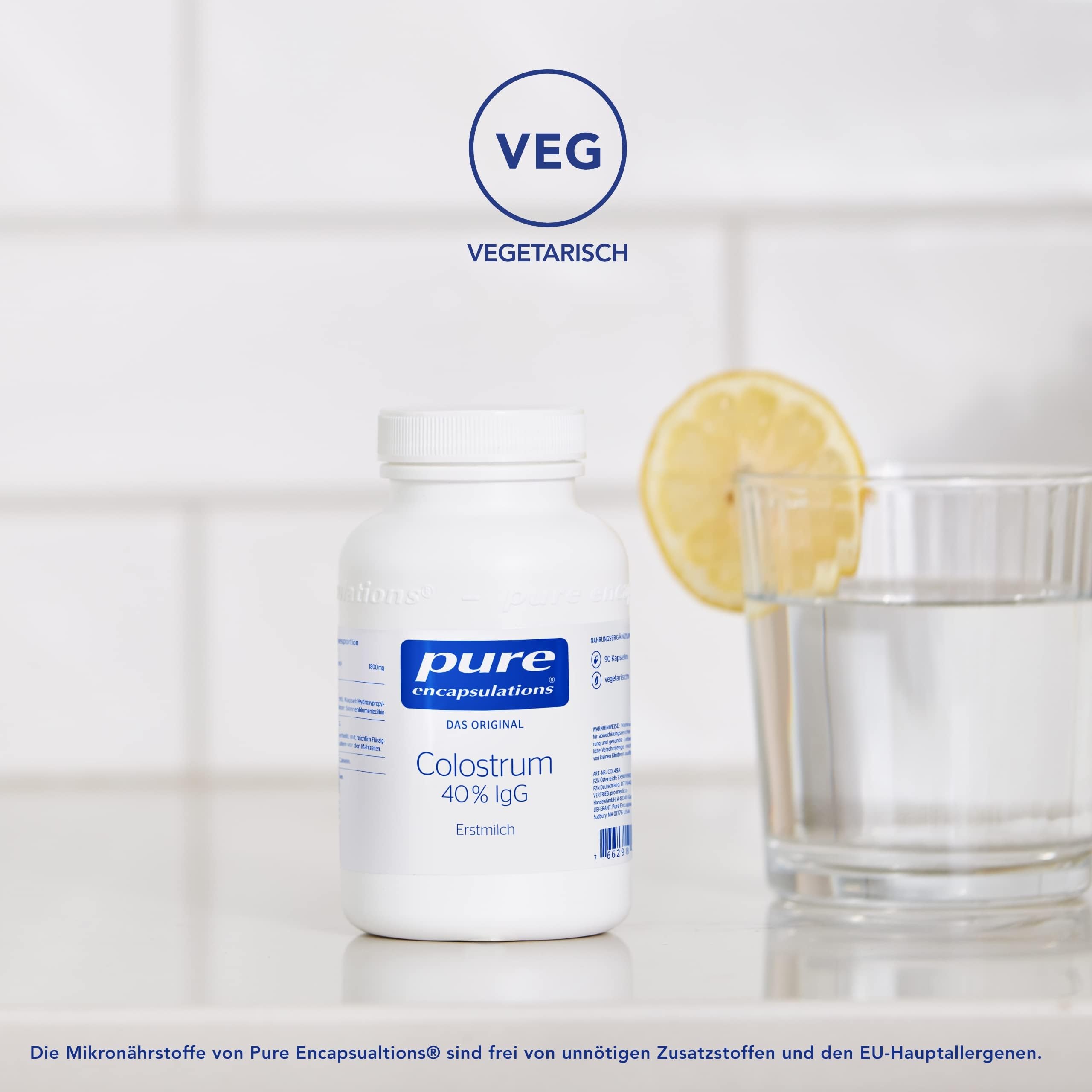 Pure Encapsulations - Colostrum 40% IgG - Erstmilch - Voller wertvoller Inhaltsstoffe- 90 Kapseln