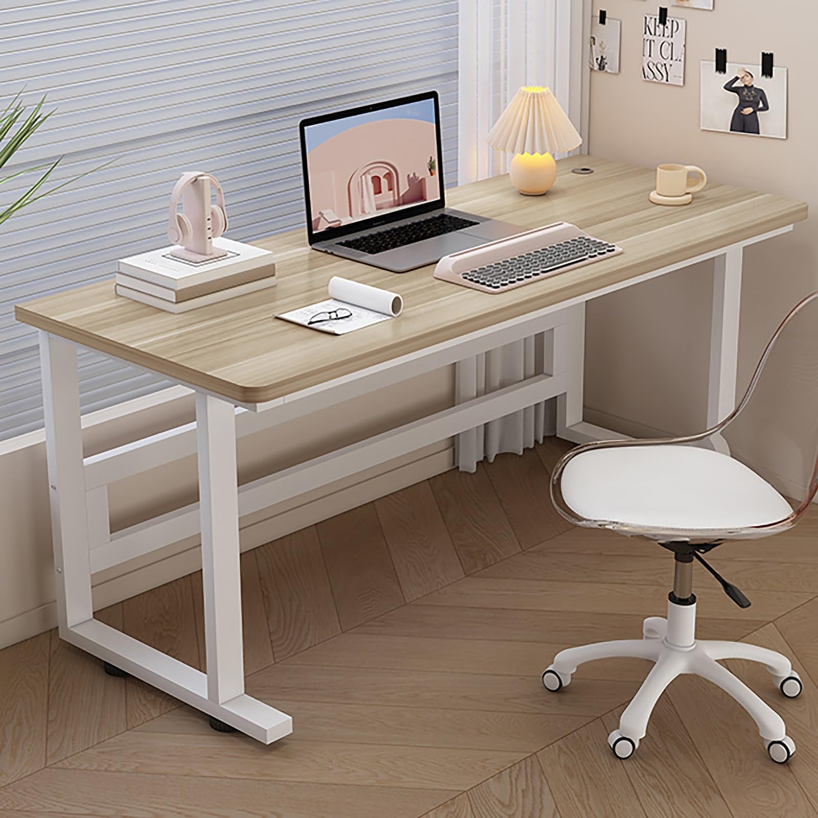 Bureau d'ordinateur anti-vibration table en bois et métal pour PC portable
