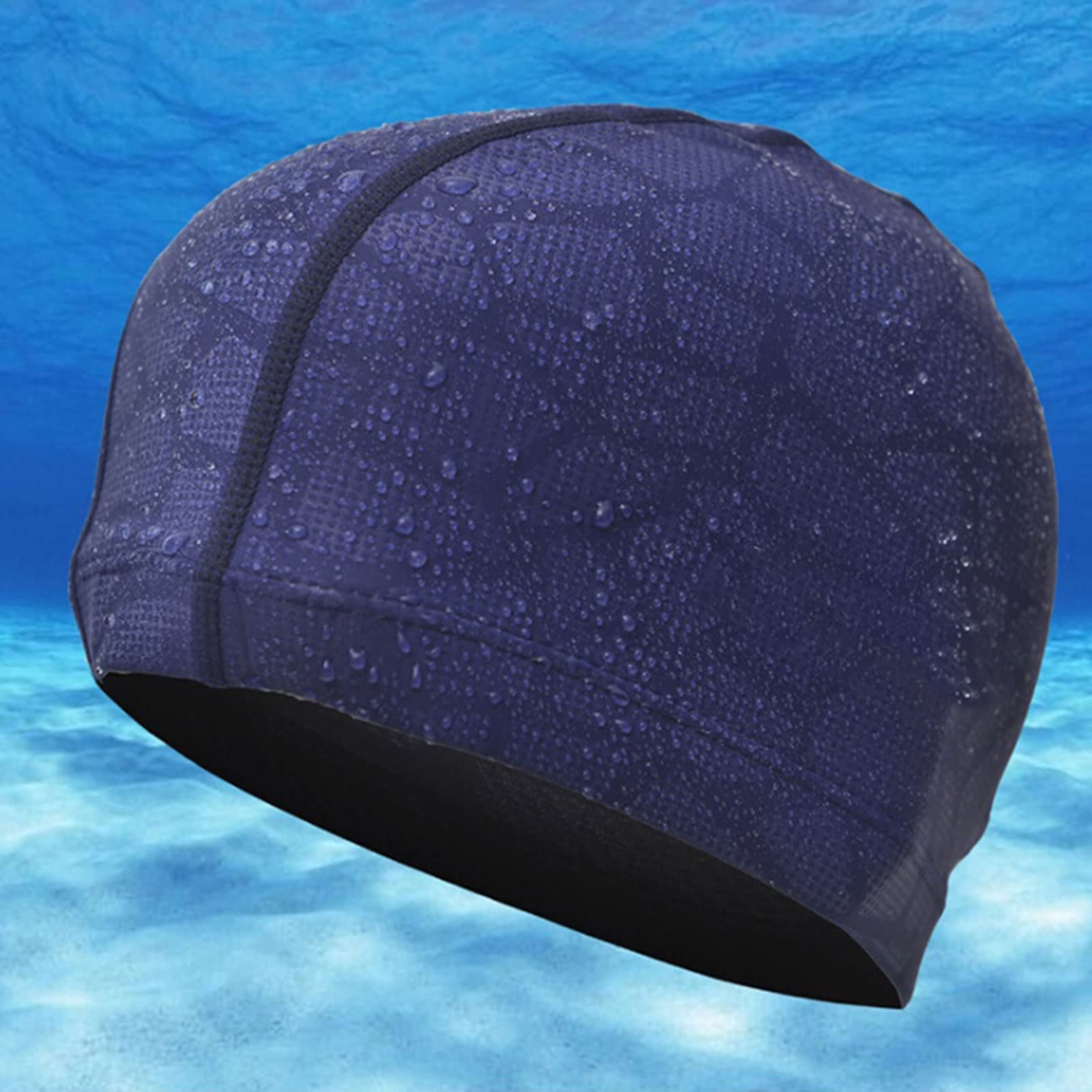 Bonnet de bain en tissu imperméable pour protéger les oreilles des cheveux longs - Bonnet de piscine requin haute élasticité flexible et durable pour homme et femme (noir)