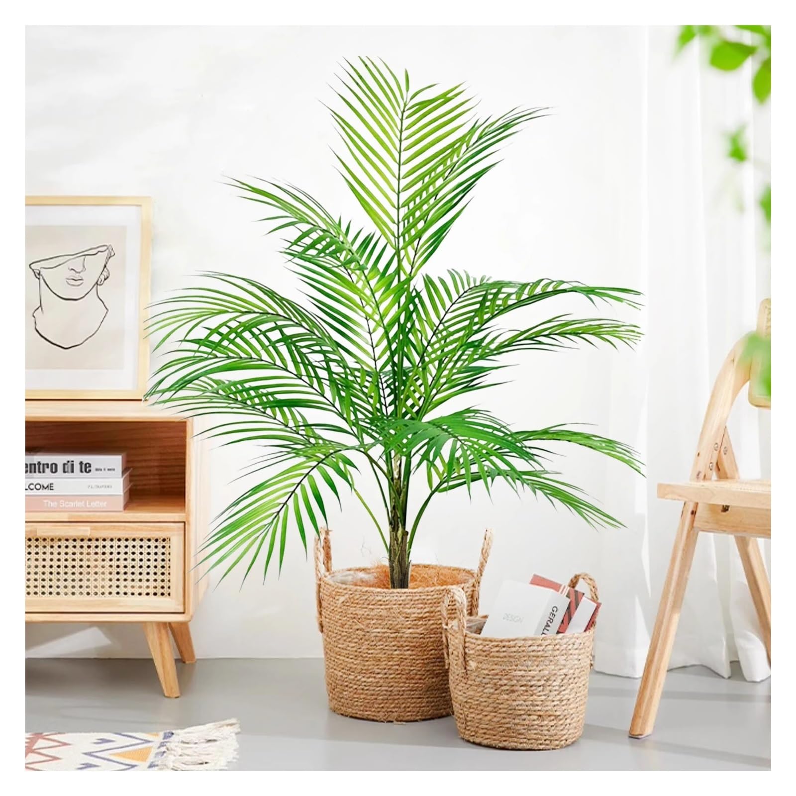 Pianta Finta Cadente Rami di foglia di palma in plastica verde pianta finta tropicale di grande palma artificiale da 60-120 cm adatti for la decorazione domestica(SWK6-24Y-125-T13)