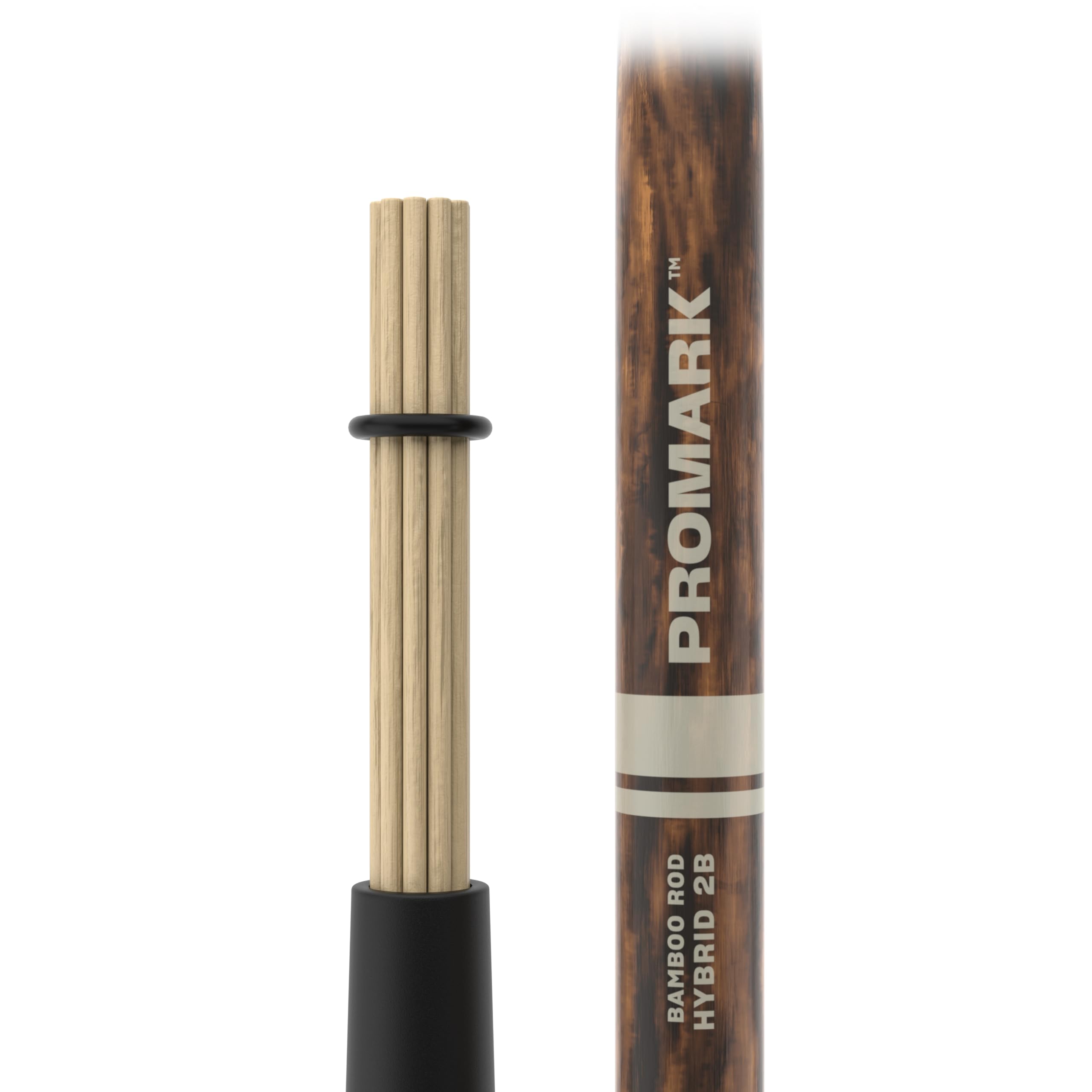 Baquetas de bambú híbridas ProMark - Baquetas de bambú con veta de fuego - Sonido de varilla clásico con sensación y respuesta de baqueta - 2B, 0,675" de diámetro - Longitud de 16" - 1 par