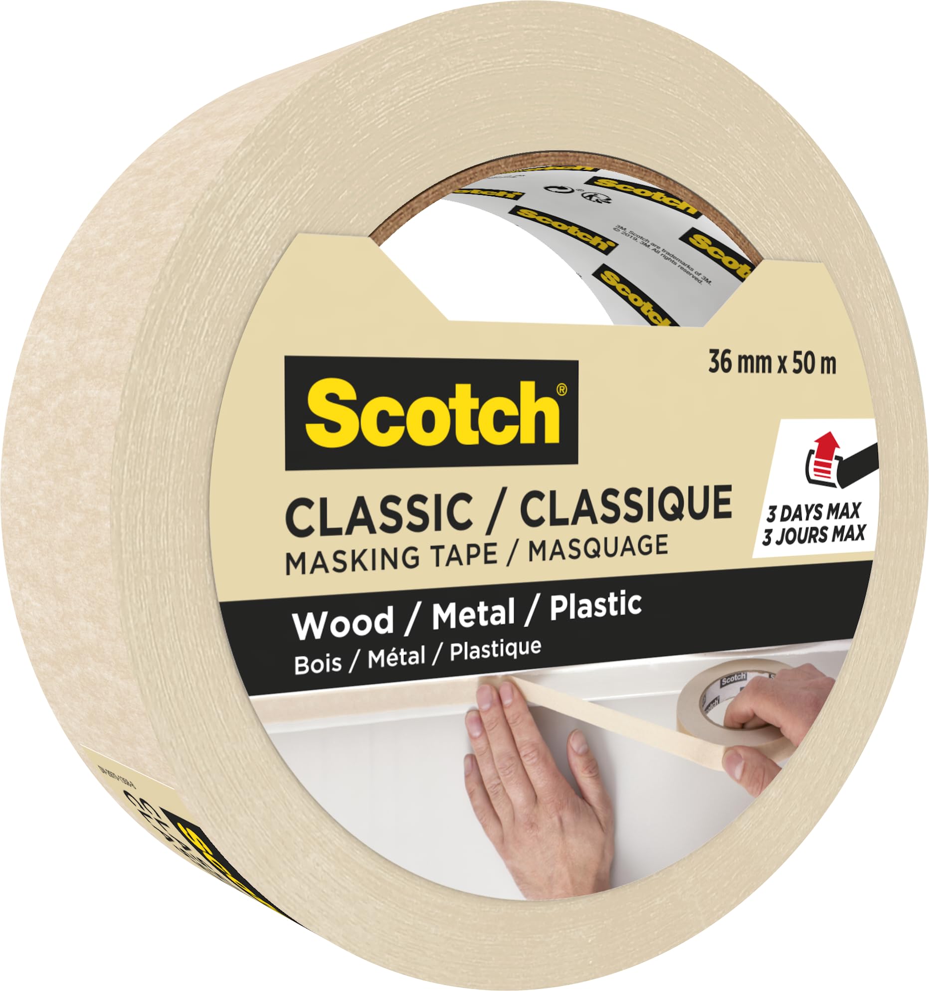 ScotchBlue, Scotch Classic Masking Tape, 16 Rolls 36mm x 50m - Adhesion - Painters Masking Tape for Indoor Painting and Decorating