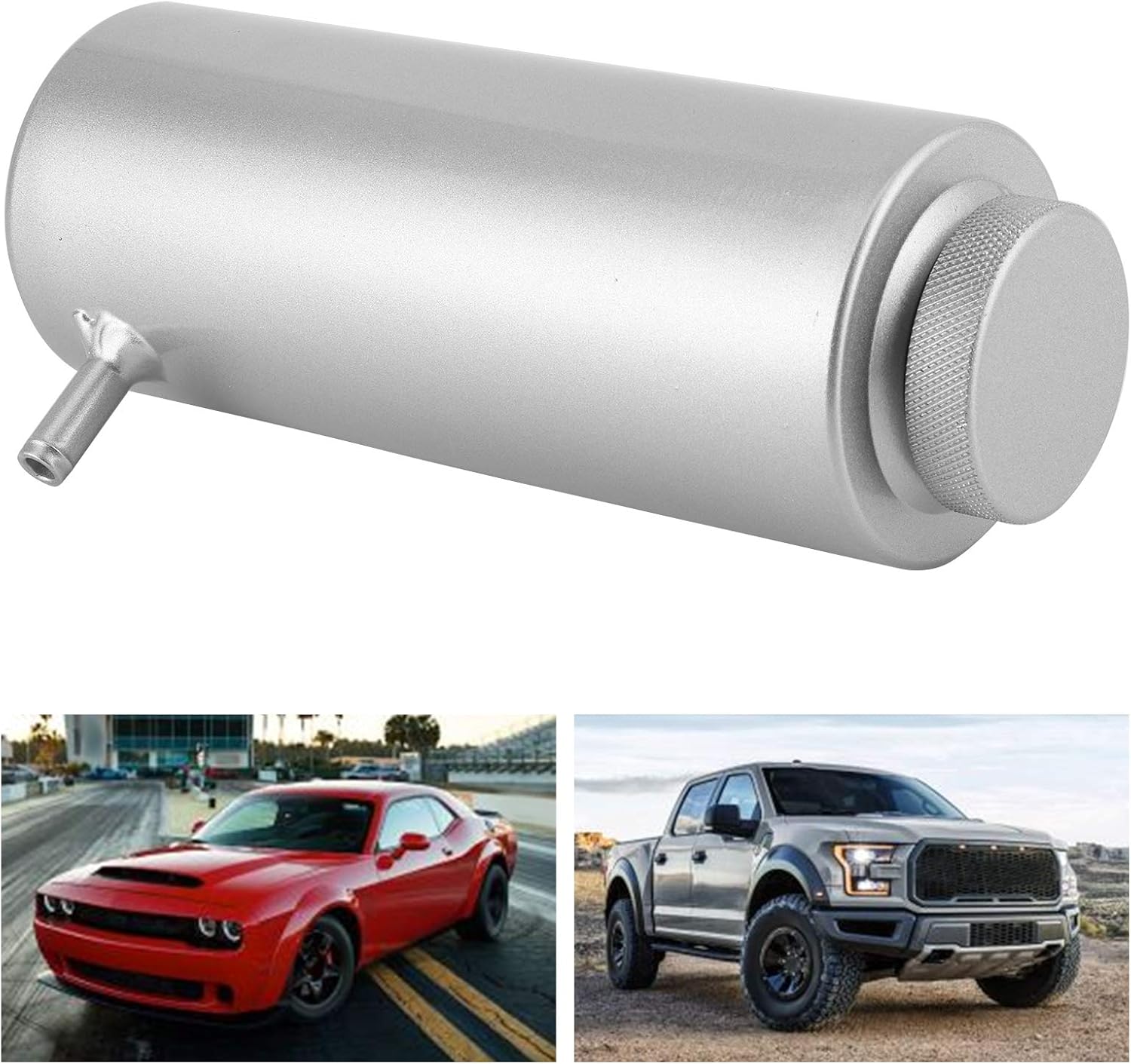 Radiator Coolant Overflow Tank | 800ml Aluminum Alloy Catch Can for All Vehicles | Universal Coolant Reservoir/Motor Cooling System/Performance Upgrade (Silver)