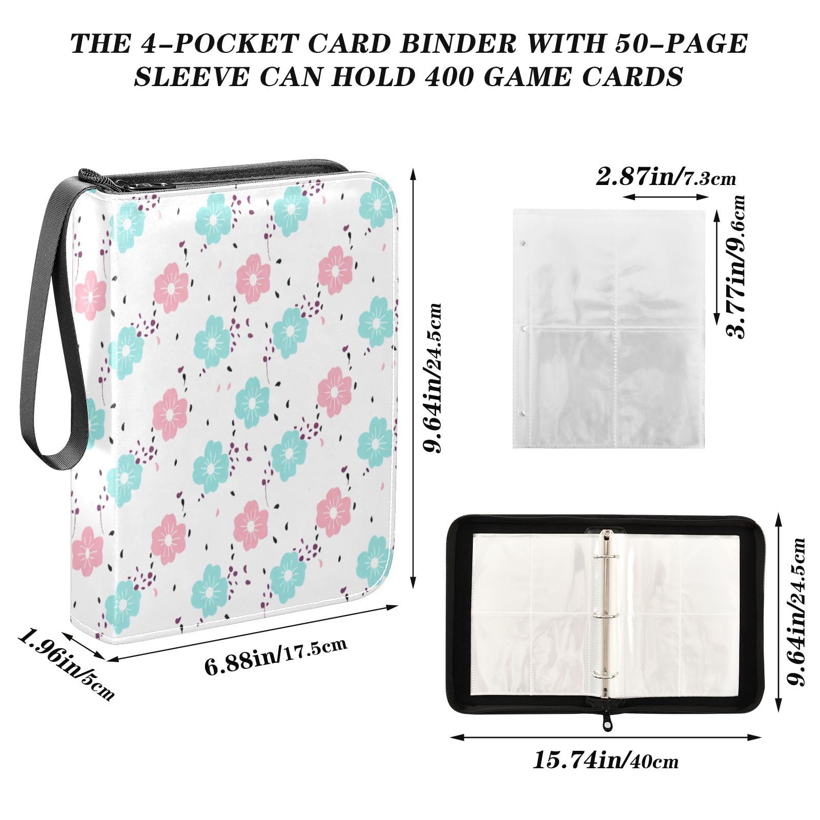 Amazon.com: Nesatuwa Pastel Pink Blue Trading Card Binder with Sleeves PU  Leather Holds 400 Cards,Double Sided Trading Card Folder with Zipper  Collection Binder Album Book Case for Boys Girls : Toys &
