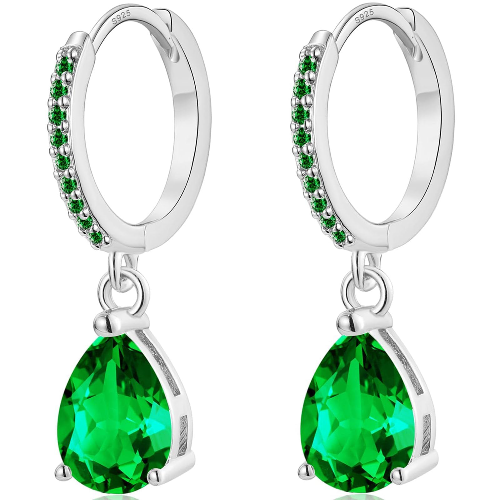 MASOP Ohrringe Silber 925 Hängend Damen, Creolen mit Anhänger Zirkonia Wassertropfen Braut Ohrringe Schmuck Geschenke für Hochzeiten Geburtstag mit Geschenkbox für Freundin Frauen Mädchen Silber/Gold