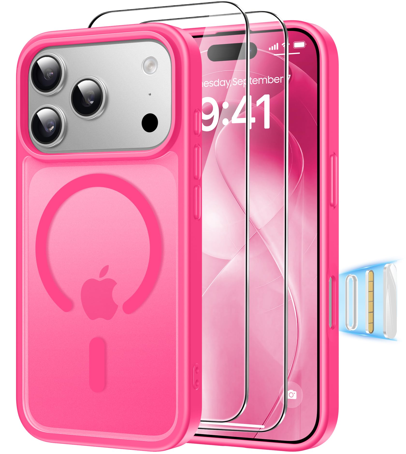 Magnética Funda para iPhone 17 Pro Compatible MagSafe con 2 Cristal Templado, Control de Cámara, Protección Carcasa Antigolpes Anti-Amarillo Tapa Case iPhone 17 Pro, Transparente — view 27