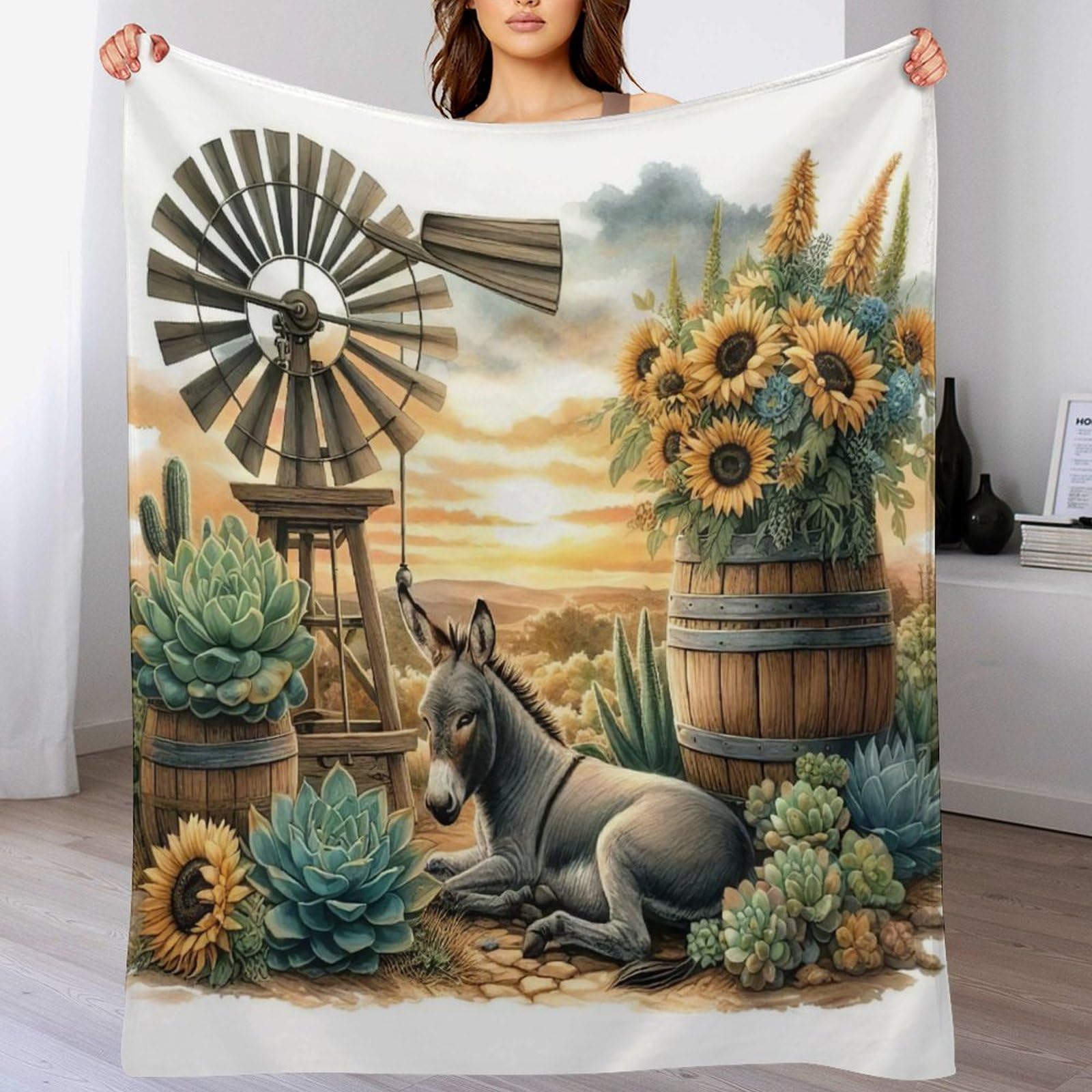 Couverture polaire âne pour canapé, plaid flannel moelleux pour vos soirées cinéma