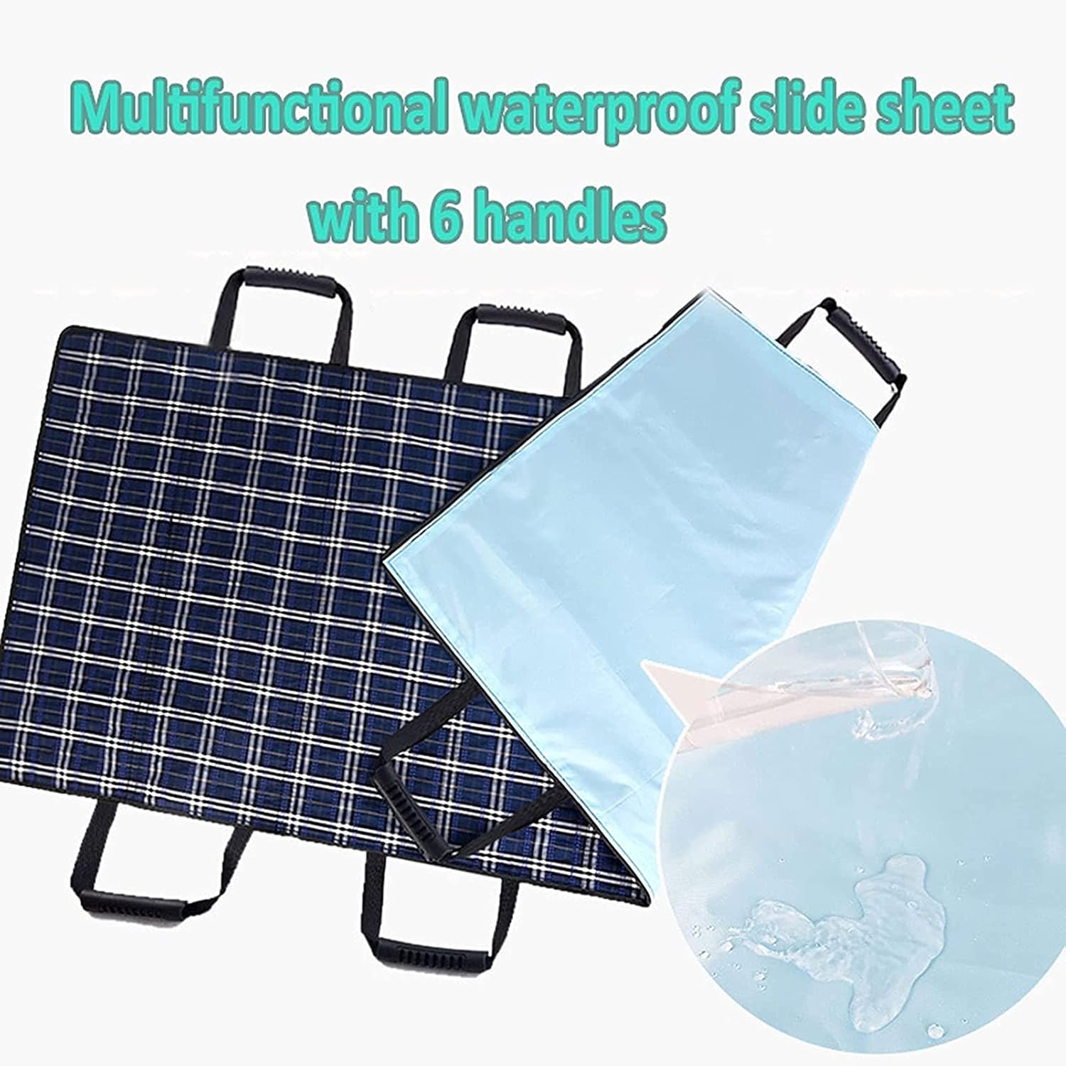 Reusable Bed Positioning Pad & Straps - Washable Patient Lifting Device for Body Turning & Sliding - Transfer Blanket with Handles for Caregivers, Elderly, Bedridden Support