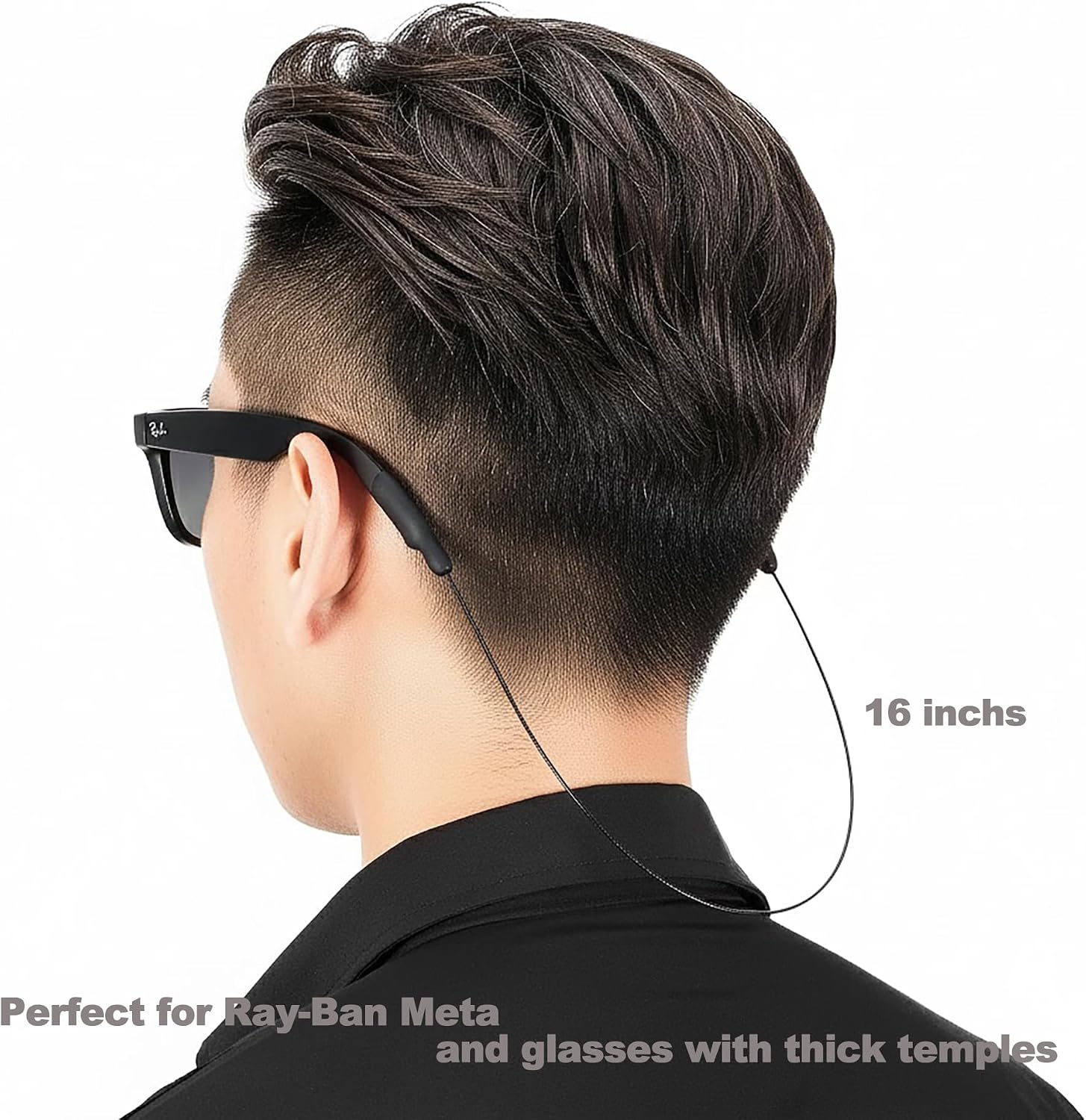 Glasses Strap for RayBan Meta Smart Glasses, Wide Temples-Eyeglasses Strap String for Men Women Kids, Eye Glasses Holders Around Neck, Sunglasses Lanyard, Eyewear, Chain for Sports (2pcs 16IN Clear) image 4