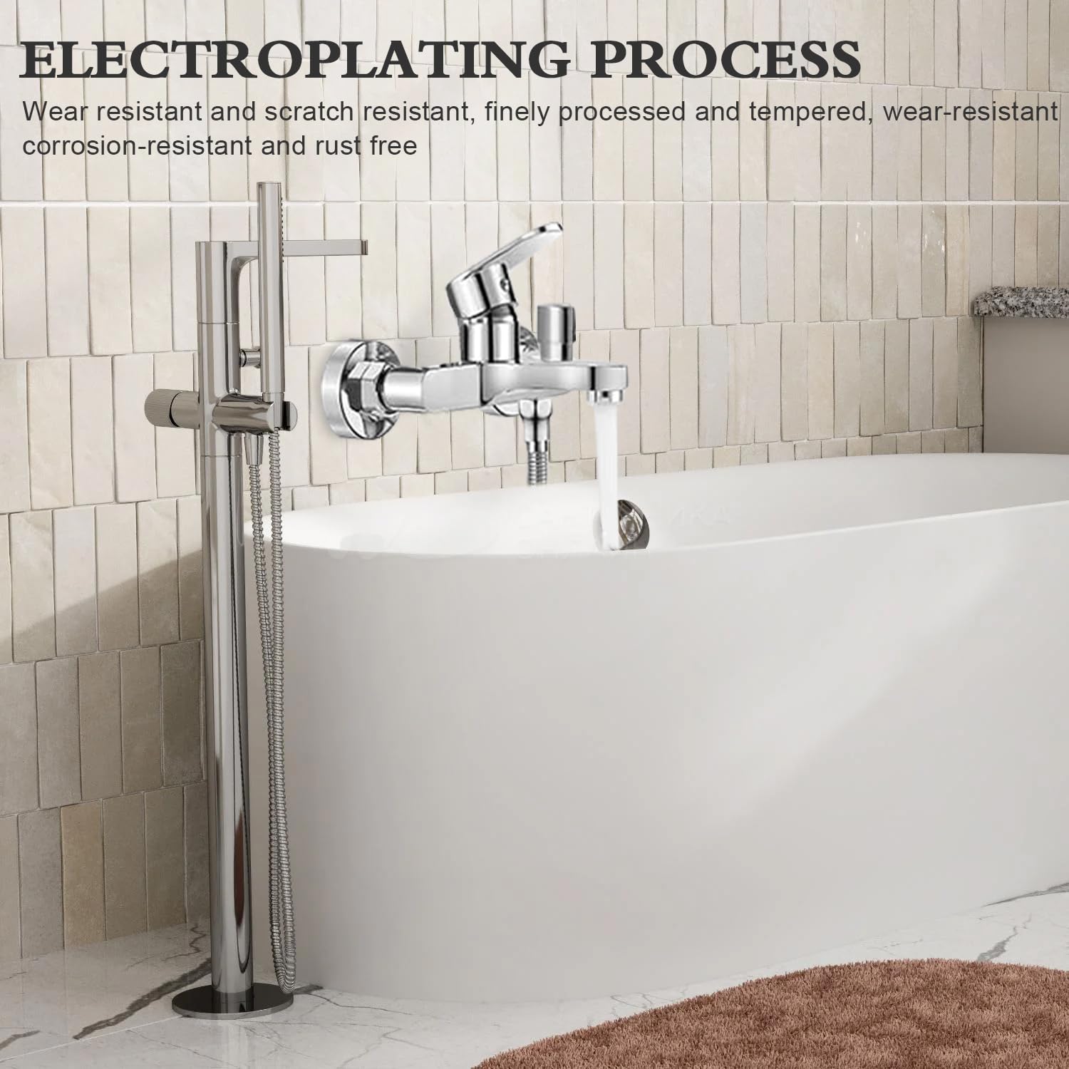 Kit de Grifo Monomando para Bañera y Ducha de Cobre, con Agua Fría y Caliente y Accesorios de Montaje