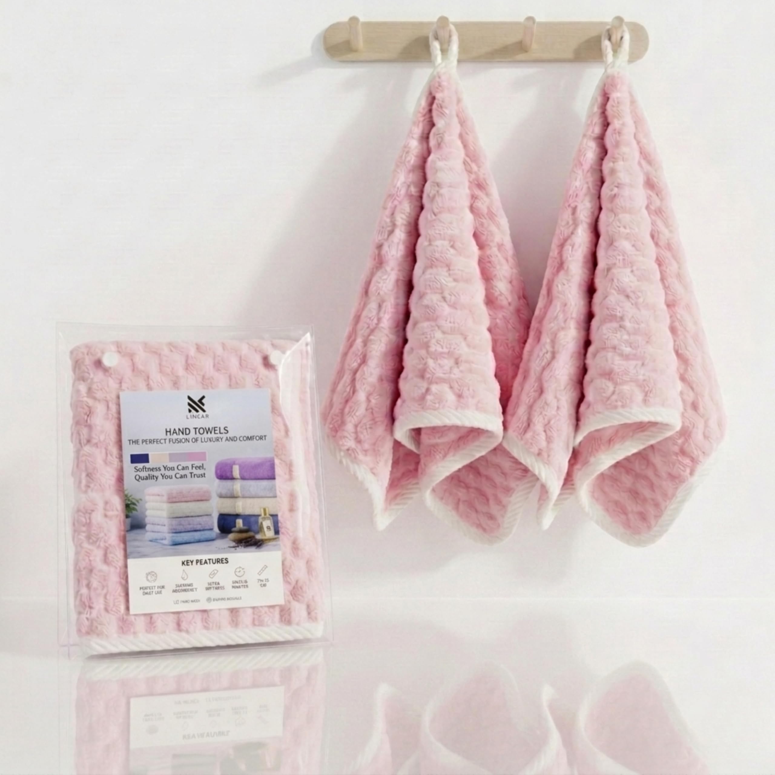 LINEAR Microfiber Hand Towels/Small Size Towel/Face Towel/Towel for Men, Women & Babies/Ultra Soft, Absorbent & Quick Dry Towels for Gym, Travel 300 GSM (Pink)