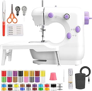 BRICH Elektrische Nähmaschine für Anfänger | Tragbare Mini Nähmaschine mit Dual-Speed & Ausziehtisch | Komplettes Nähzubehör-Set inklusive Fußpedal | Ideal für Kleidung, Kissenbezüge & Heimgebrauch