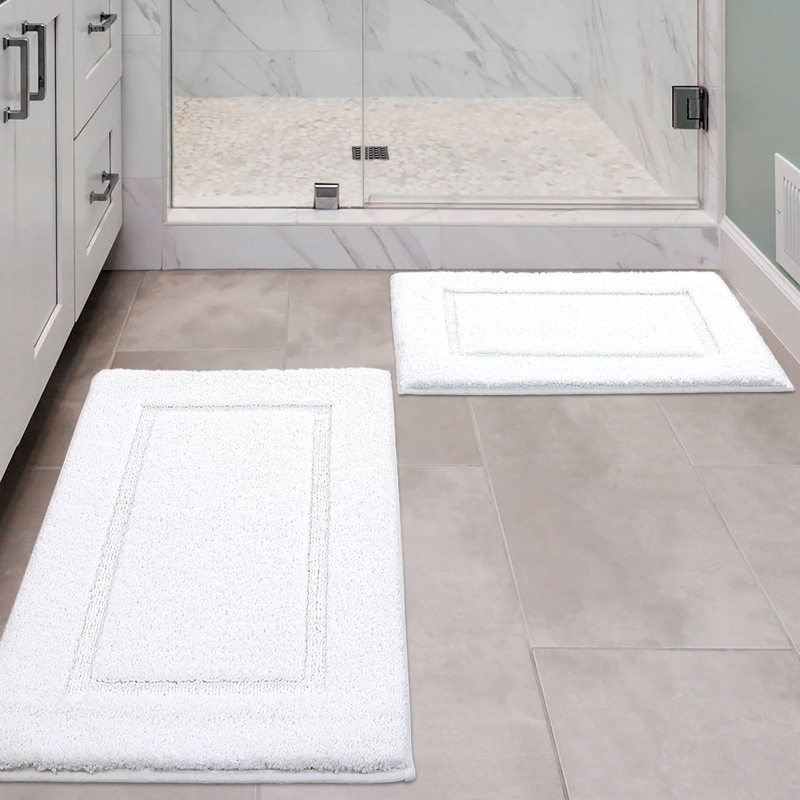 ZOESIOER Bathroom Rugs Sets 2 Piece, Ultra Absorbent Soft Bath Rug, Machine Washable Microfiber Non-Slip Bath Mat for Bathroom Floor, Tub, Toilet,
