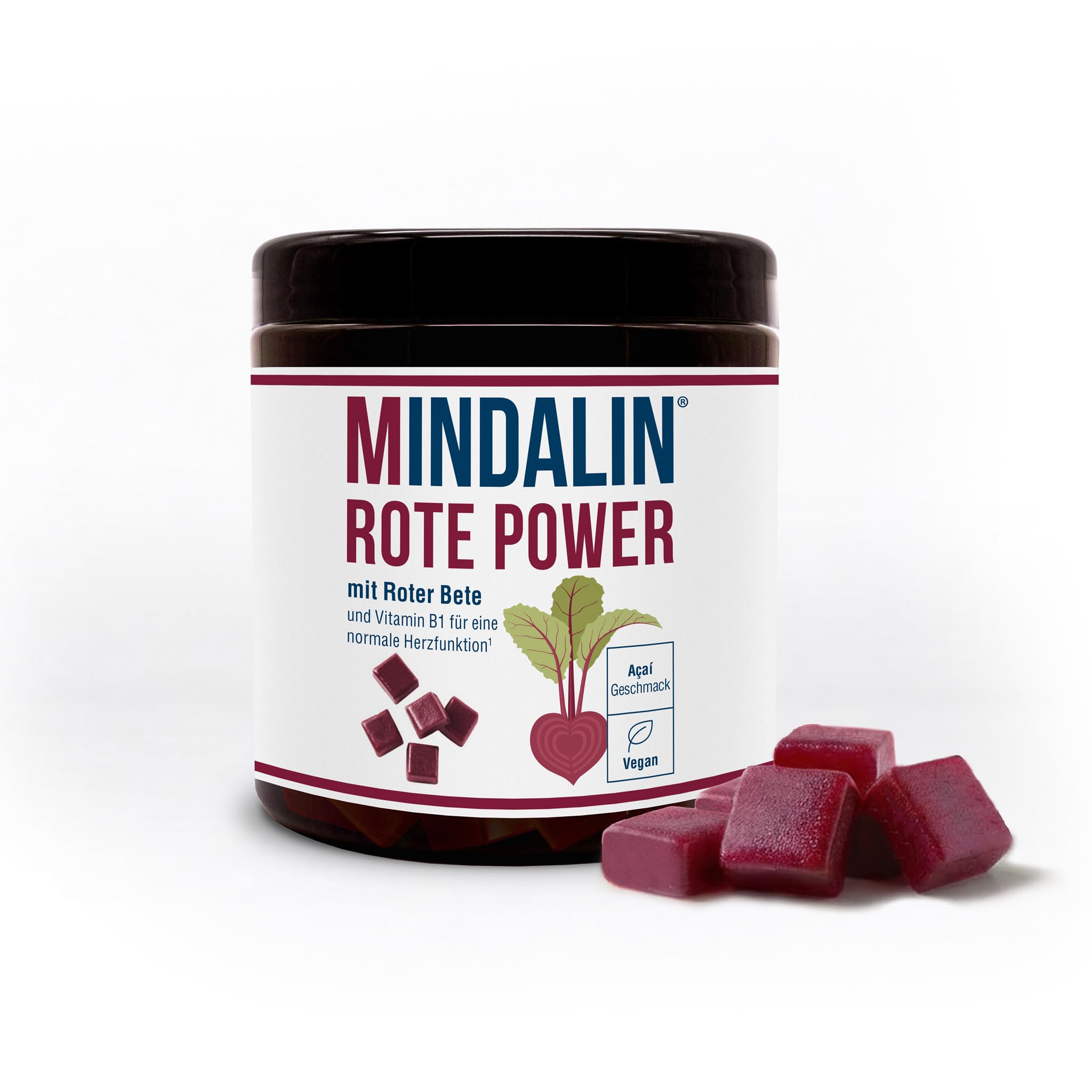 Rote Power [120 Stück] - Rote-Bete-Dragee mit Vitamin B1 für eine normale Herzfunktion*. Laborgeprüft, vegan, gluten- und laktosefrei. Mit fruchtigem Açaí-Geschmack - Made in Switzerland