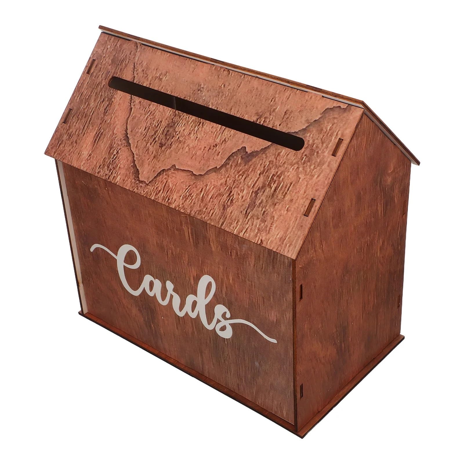 YXINAER Wedding Card Box Wooden Wedding Card Box Rustic Style Large Slot Storage DIY Keepsake For Reception Birthday Graduation Party