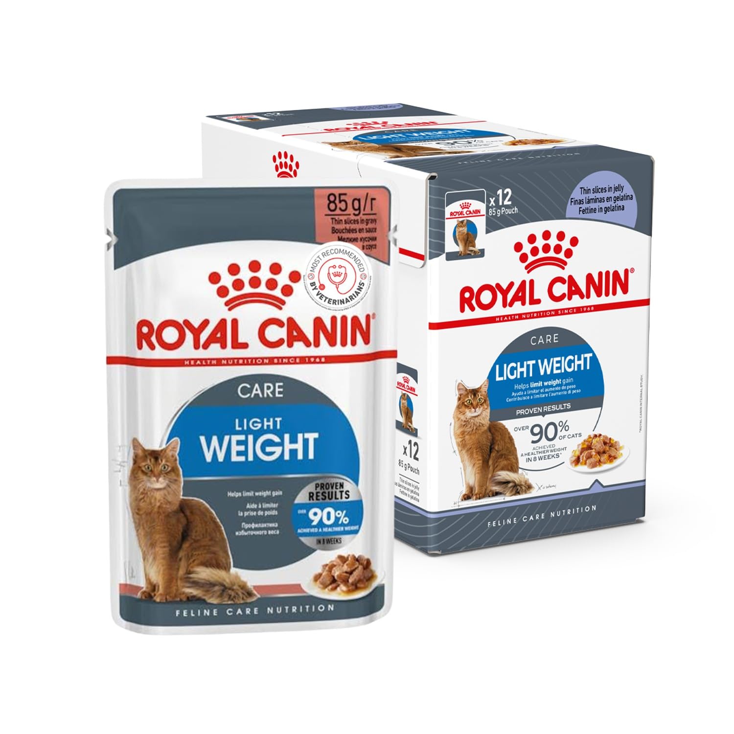 Royal Canin Light Weight Care Cat Food, 85 Grams, Pack of 12 Sachet, Wet Food, Maintains Muscle Mass, Limits Weight Gain, Digestive Health, and Urinary Health
