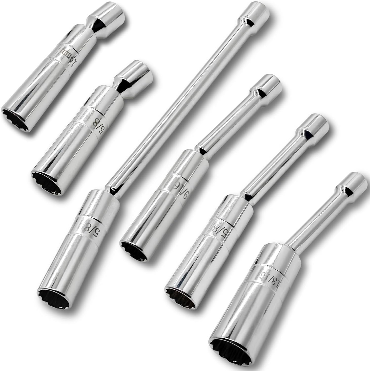 RUIDELI 6PCS Spark Plug Socket Swivel 12 Point Spark Plug Swivel Socket Set