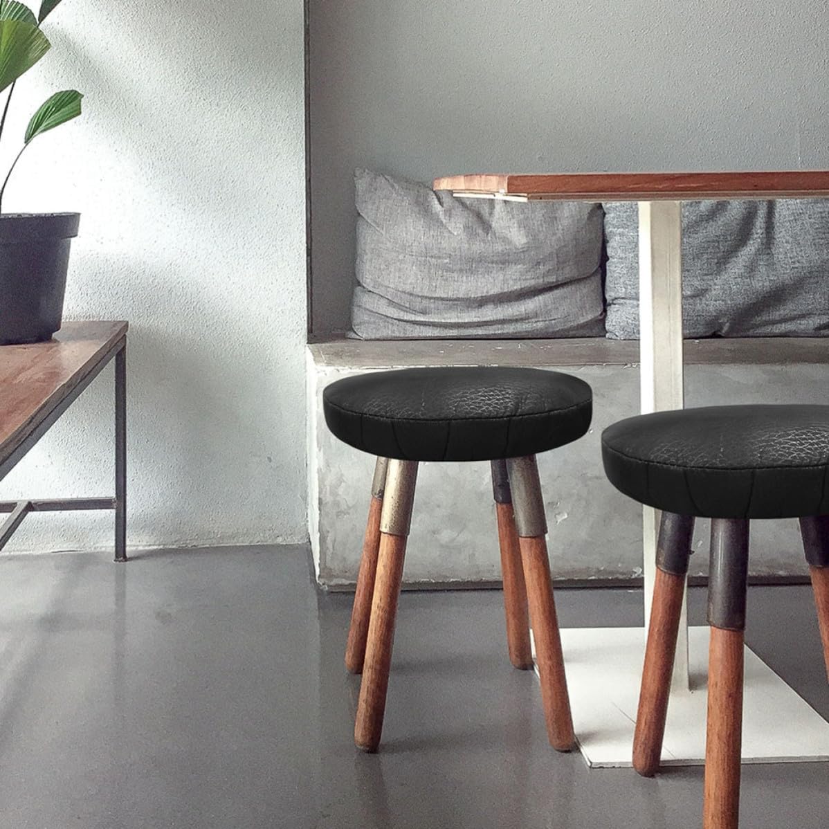 2pcs Black Round Stool Cover with Elastic Sponge