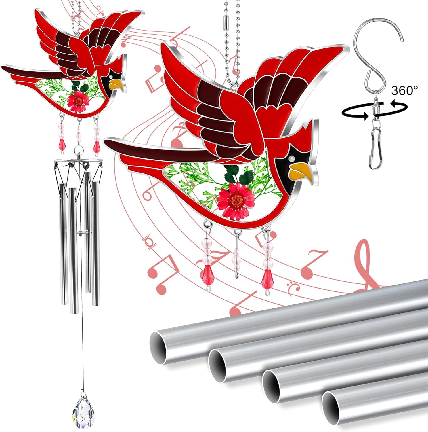 KY&BOSAM Gifts for Mom Cardinal Wind Chime Mom Gifts for