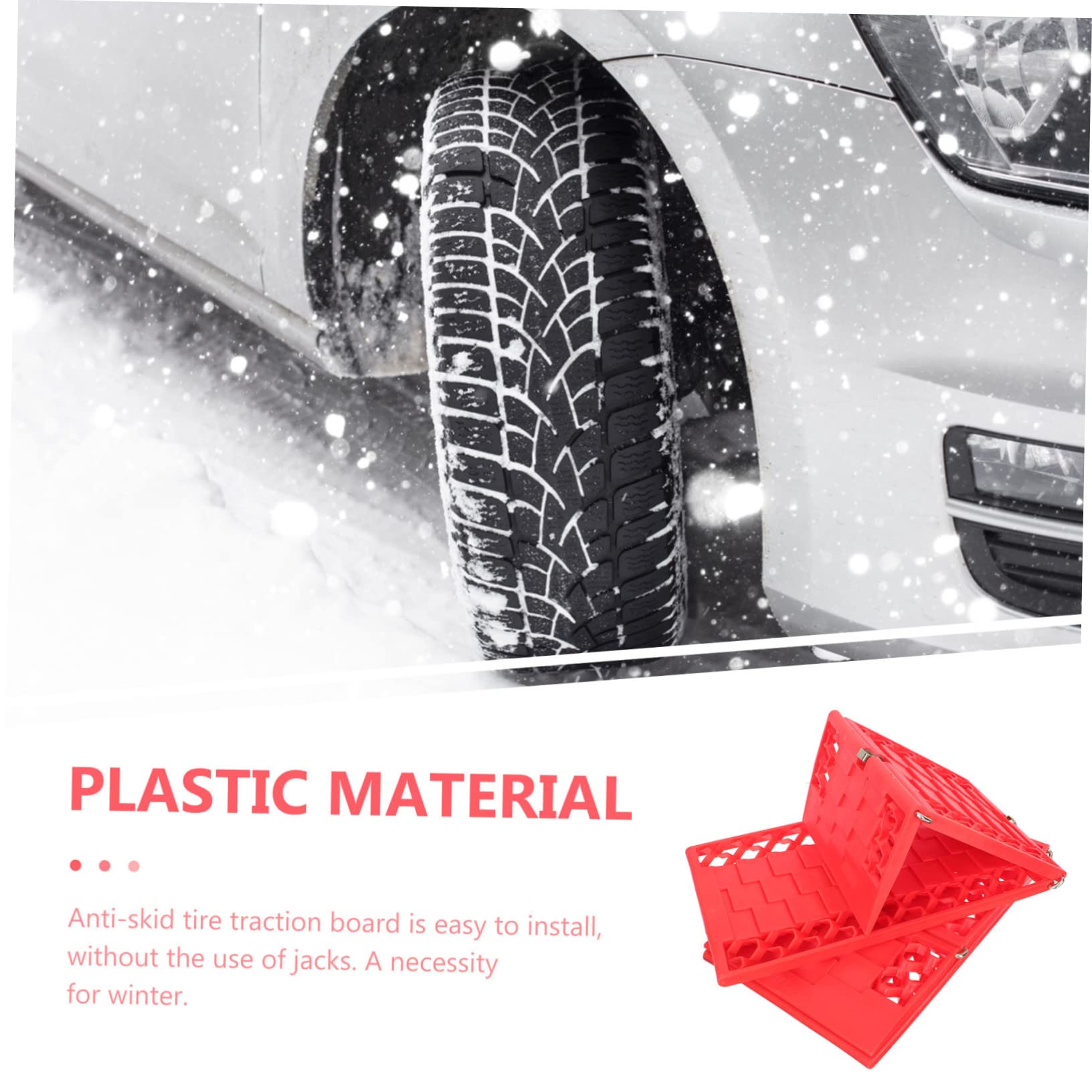 Tappetino Supporto e Antiscivolo Pneumatici Rosso Plastica in Trazione su Neve e Fango, per Condizioni di Pioggia e Maltempo