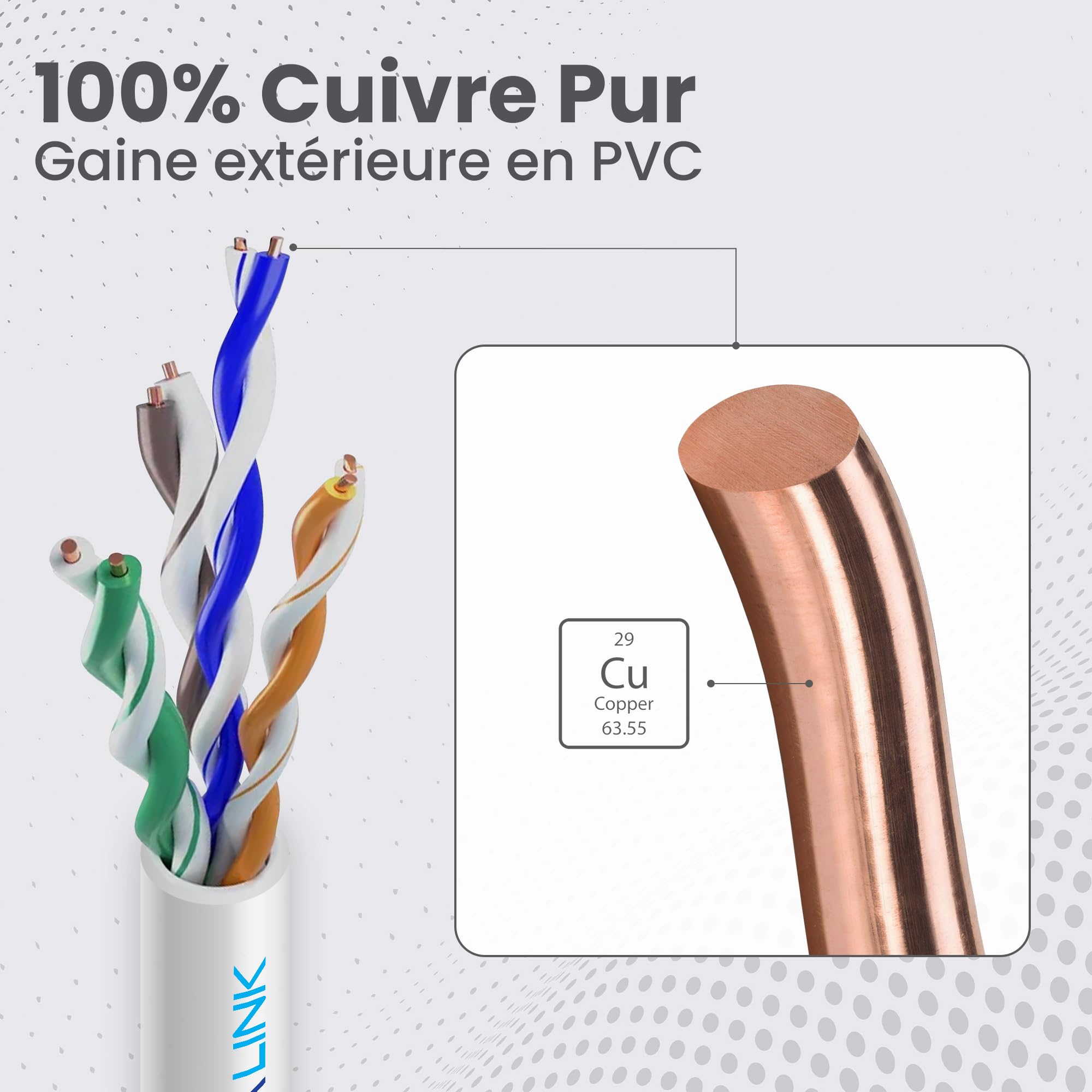 EXTRALINK Câble Ethernet CAT5e 25M vers l'intérieur, Câble Réseau LAN – 100% Cuivre, blindé U/UTP, compatible PoE, résistant aux UV, avec gaine extérieure en PE durable et résistante aux intempéries