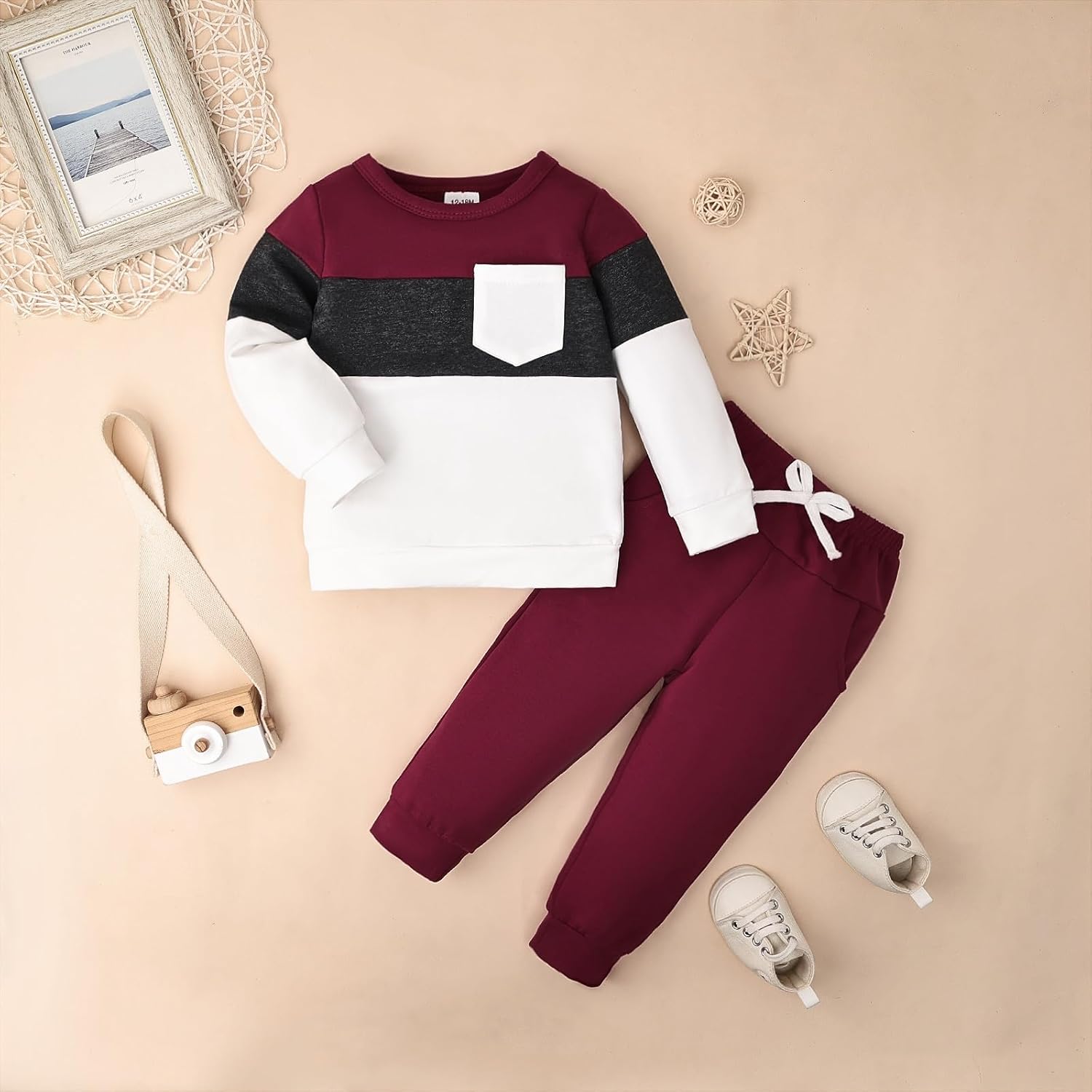 Baby Boy Fall Winter Clothes Toddler Boy Outfits Long Sleeve Patchwork Sweatshirt Tops Pants 2 Piece 12 Months-5T - Image 2