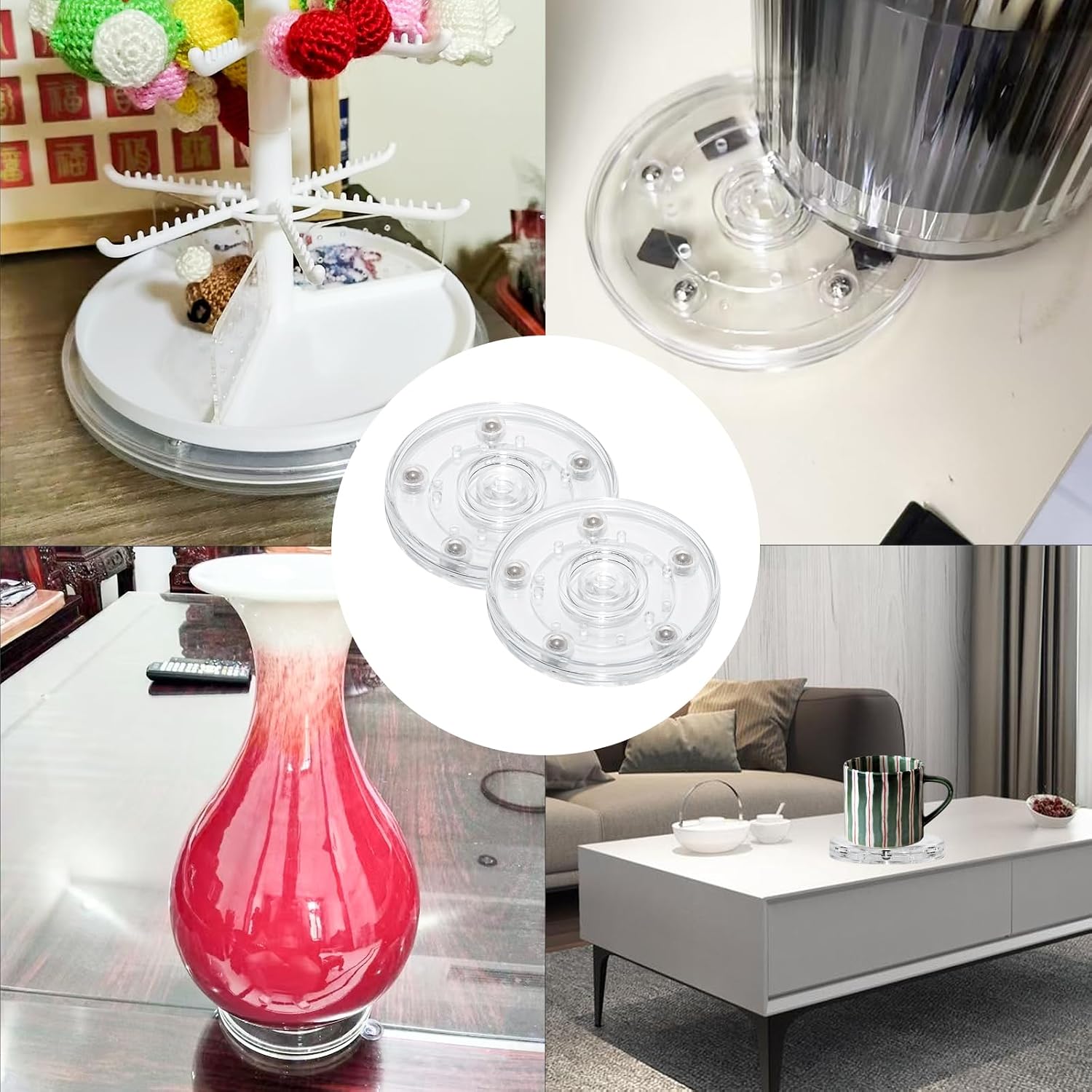 4PCS 3 inch Clear Small Lazy Susan Turntable Mini Lazy Susan Acrylic Ball Bearing Rotating Tray for Spice Rack Table Cake Kitchen Pantry image 5