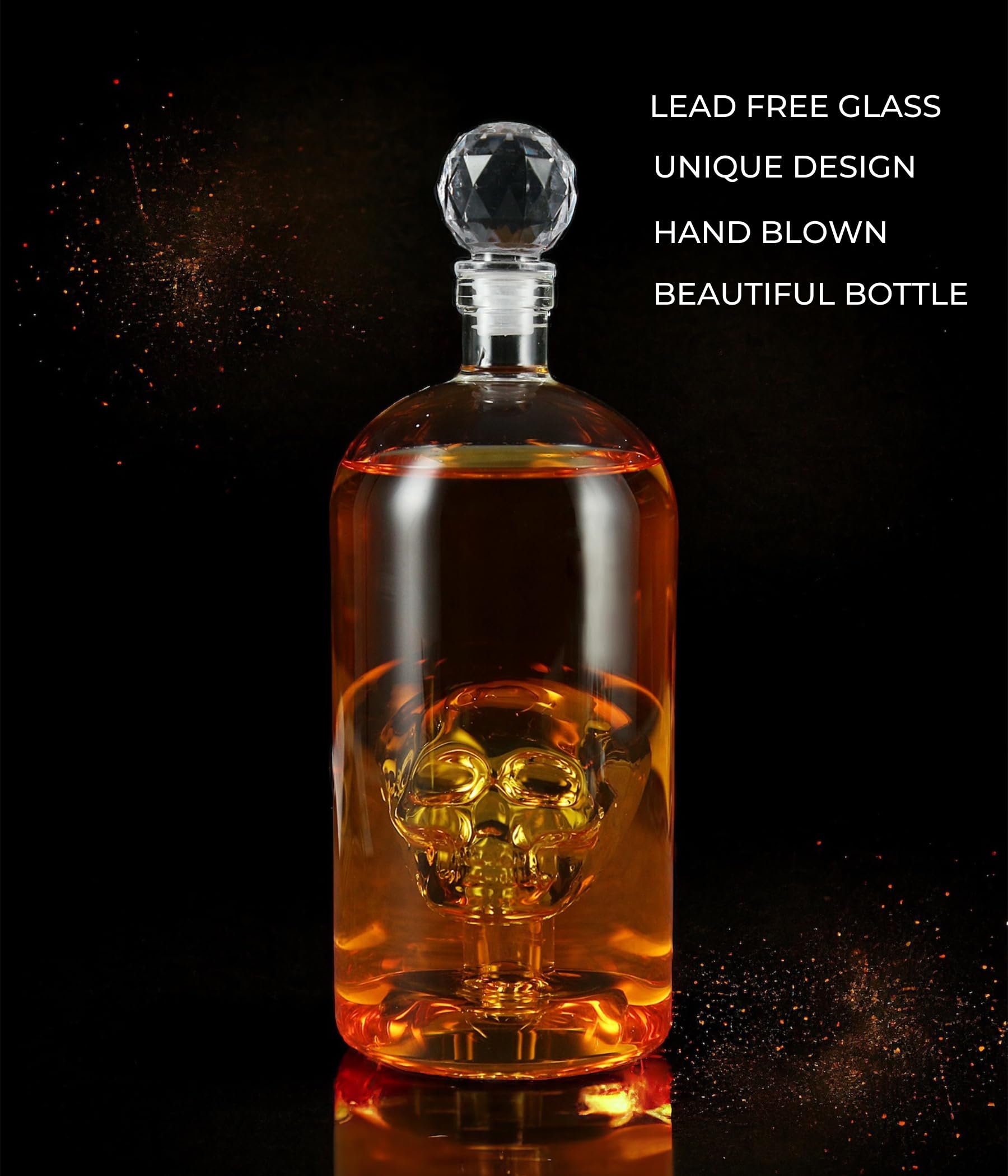 Jarra de Whisky - Decantador de Whisky- Jarra de tequila - Diseño calavera - 1L - Caja de regalo - Regalo único