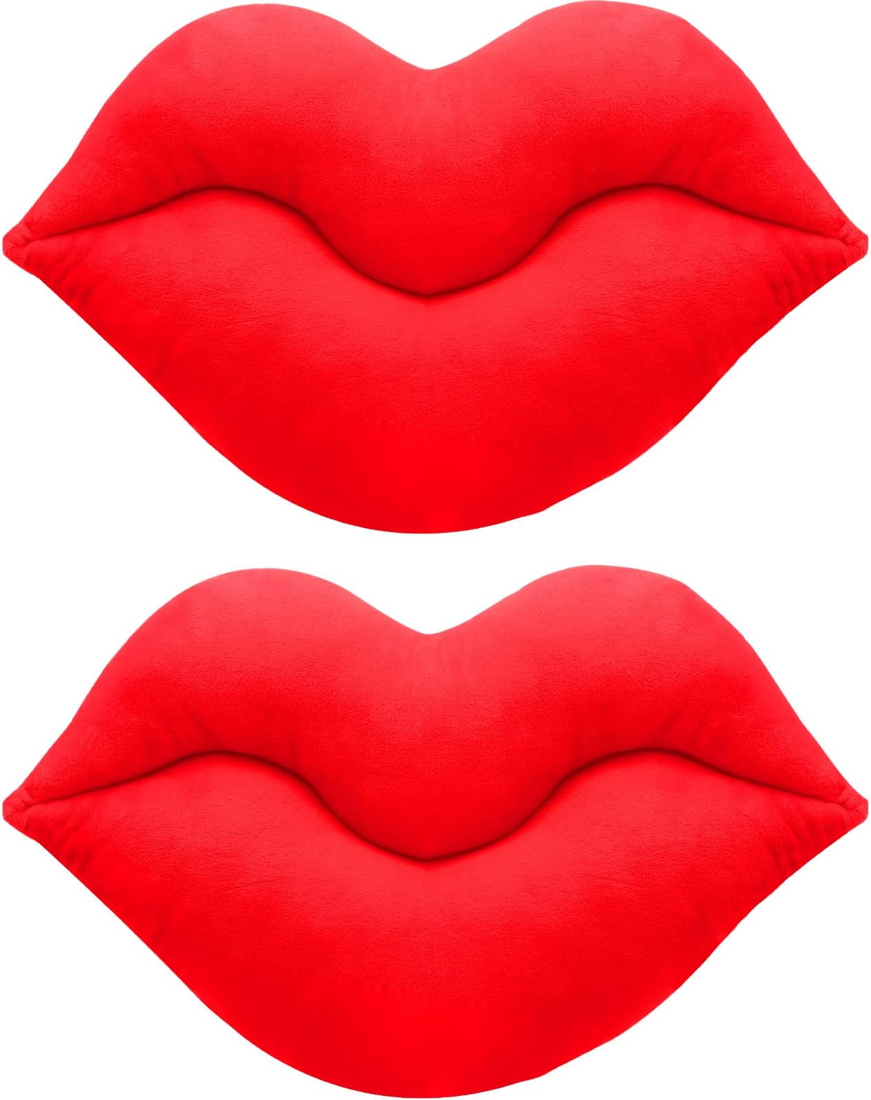 Yookeer 2 Pcs 3D Red Lips Throw Pillows Smooth Soft Velvet Plush Cushion Lips Shaped Pillow for Birthday Anniversary Wedding Living Room Bed Sofa Decoration, 20 x 11 Inches(Red)