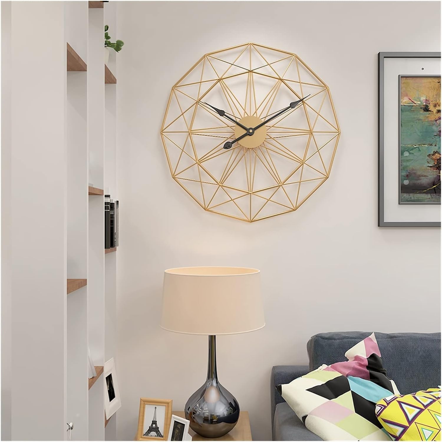 SaryEdge Wall Clock 50Cm Retro Nordic Iron Art Large Silent Wall Clock Silent Hanging Clock Home Living Room Bedroom Decoration,