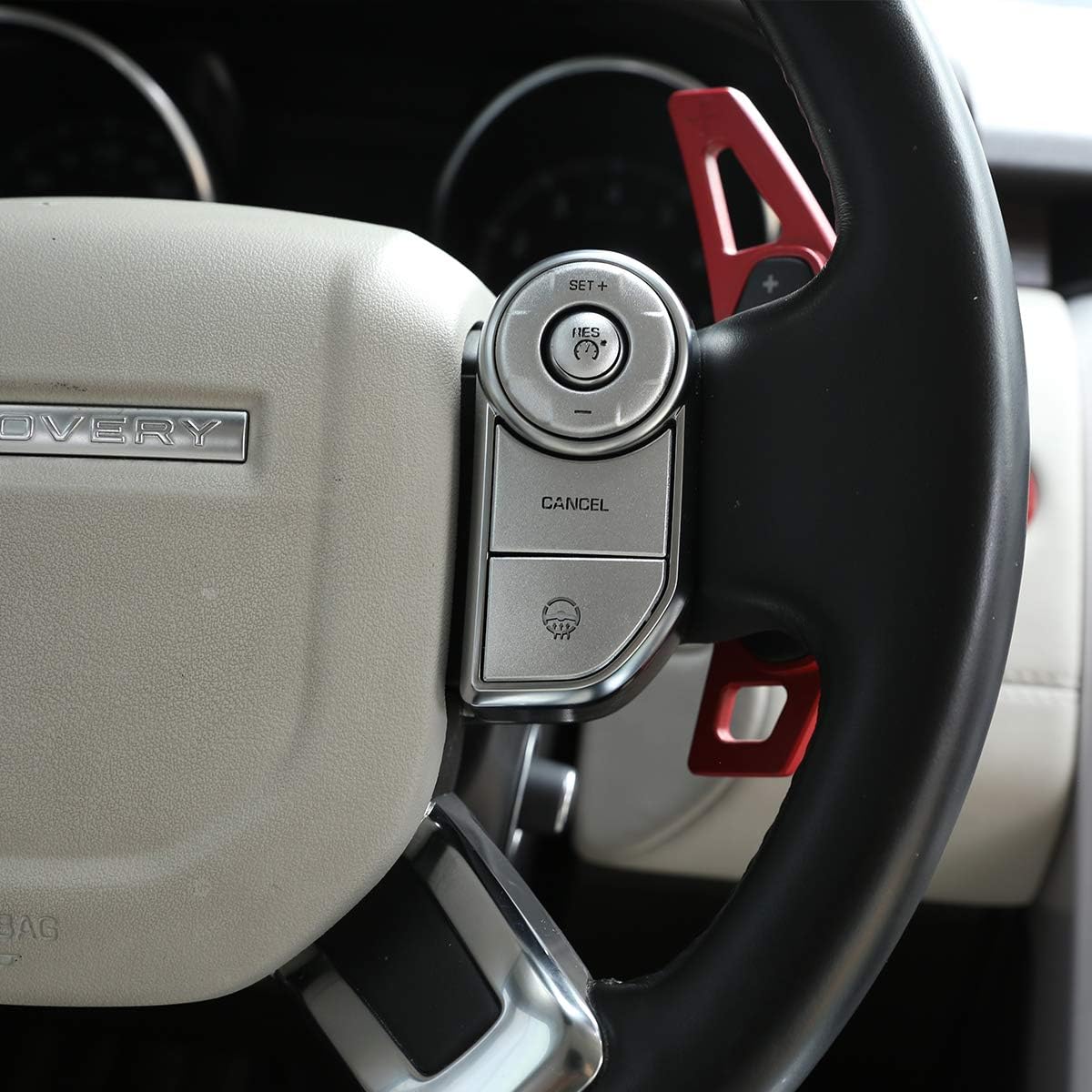 Aluminum Alloy Car Steering Wheel Button Cover Trim Sticker For Range Rover Sport,Rover Range Rover Vogue L405,Discovery 5 2013-2019 (With Heating)