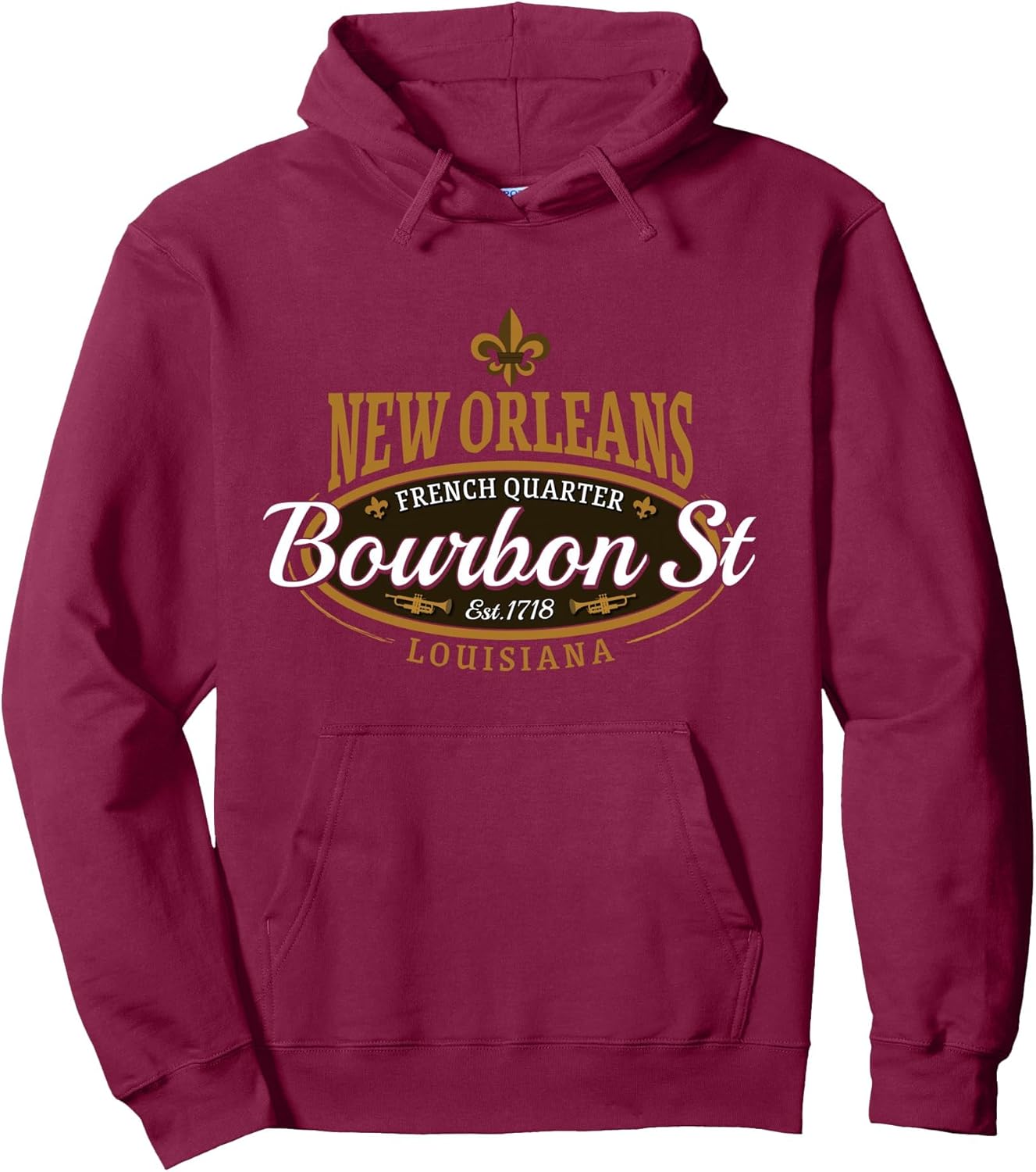 Bourbon Street New Orleans Louisiana French Quarter Est 1718 Pullover Hoodie