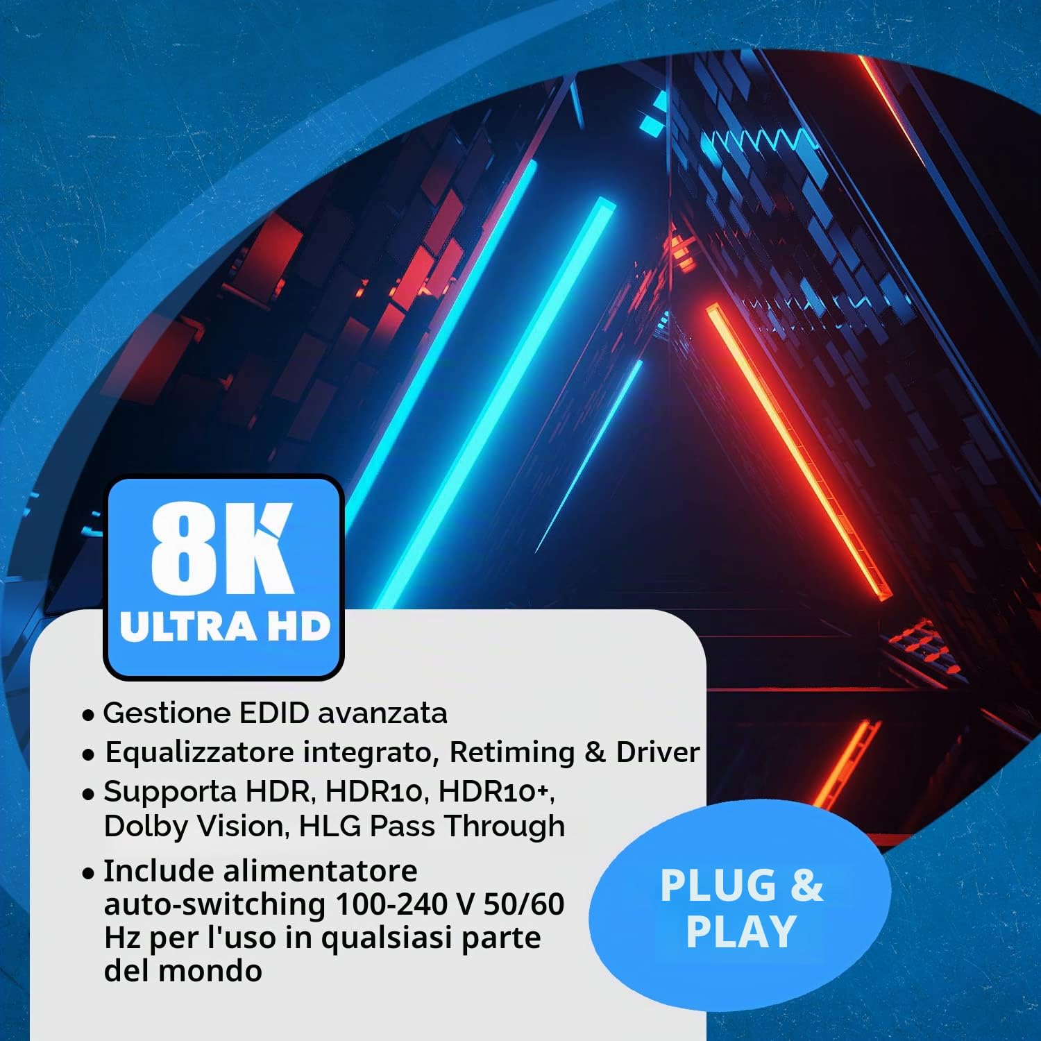 OREI Splitter HDMI 8K 1 x 2, duplicato con estrattore audio UltraHD supporta fino a 4K @ 120Hz IR EDID HDCP 2.3 - (BK-102A) (1x2 - Uscita audio)