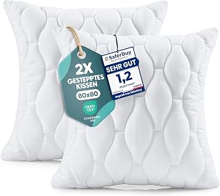 Utopia Bedding Pillow 80 x 80 cm (Set of 2), Quilted Cushion for Bed and as Decorat…