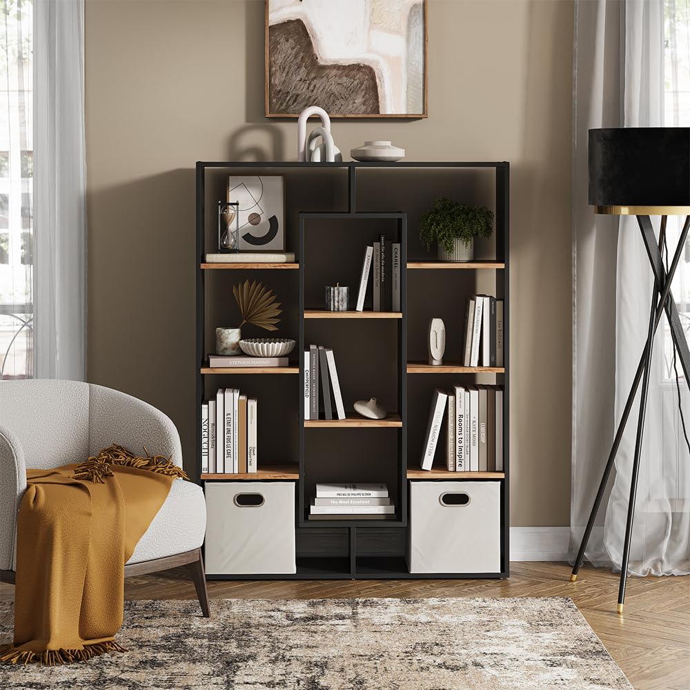 Vicco Meuble de Rangement Cube, Anthracite/chêne doré, 107.2x143cm | pour la séparation des espaces et le rangement flexible