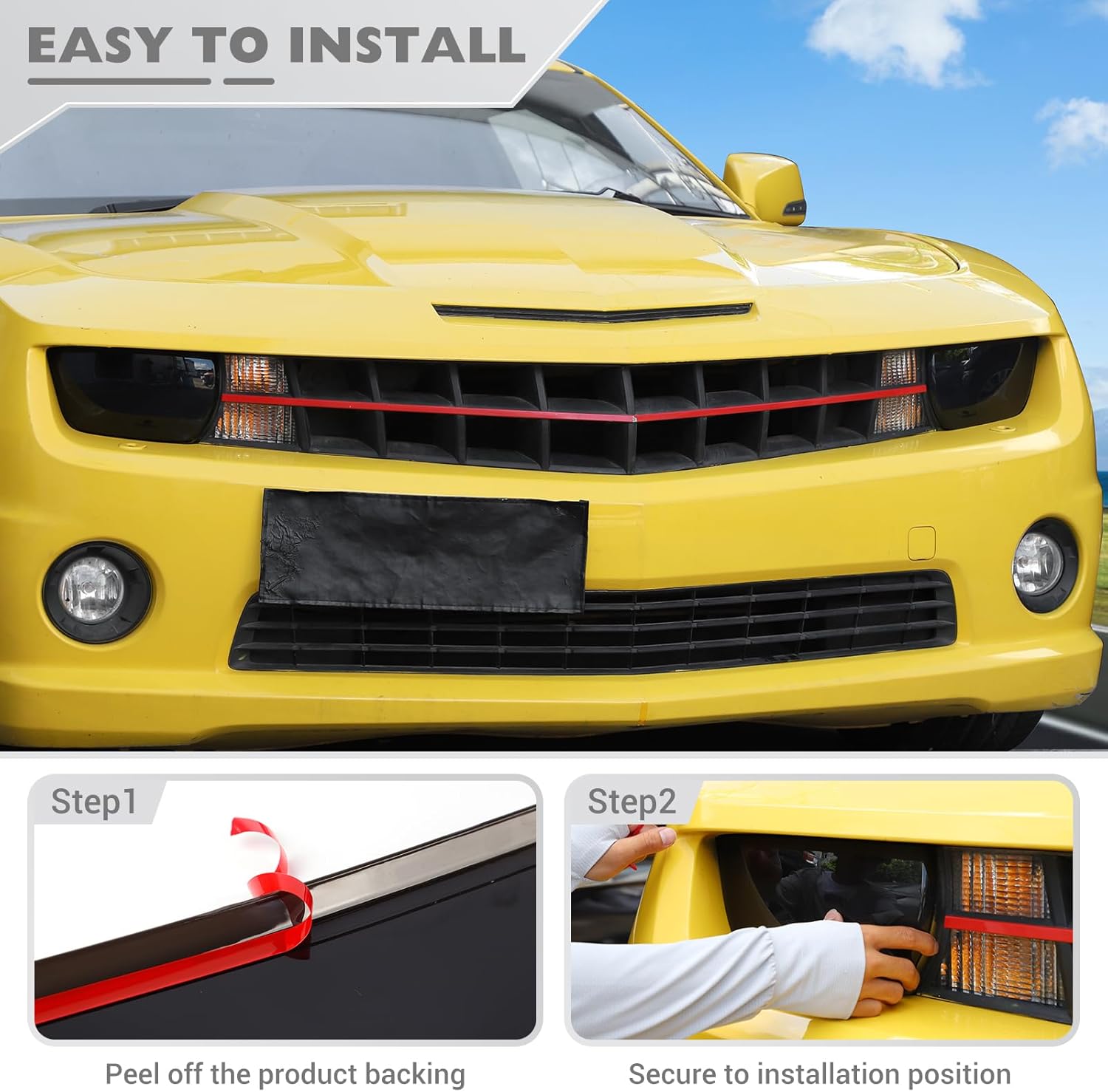 JeCar Smoked Headlight Cover Trim Guards for Chevrolet Chevy Camaro 2010-2015