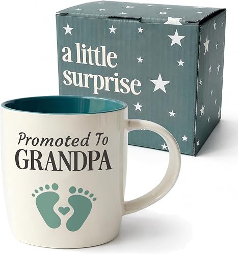 Triple Gifffted Promoted to New Grandpa to Be Coffee Mug, First Time Grandparent Pregnancy Announcement Gift Idea, Baby Reveal Surprise, Christmas Day, Est 2026, 13oz Ceramic