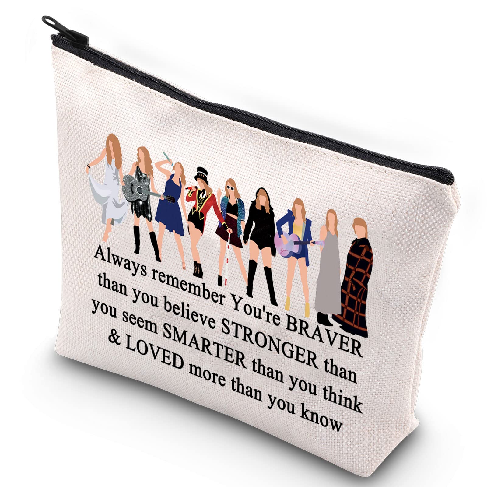 WZMPA Music Lover Cosmetic Bag Singer Fans Gift You Are Braver Stronger Smarter Than You Think Makeup Zipper Pouch Bag For Women Girls, Always Taylor